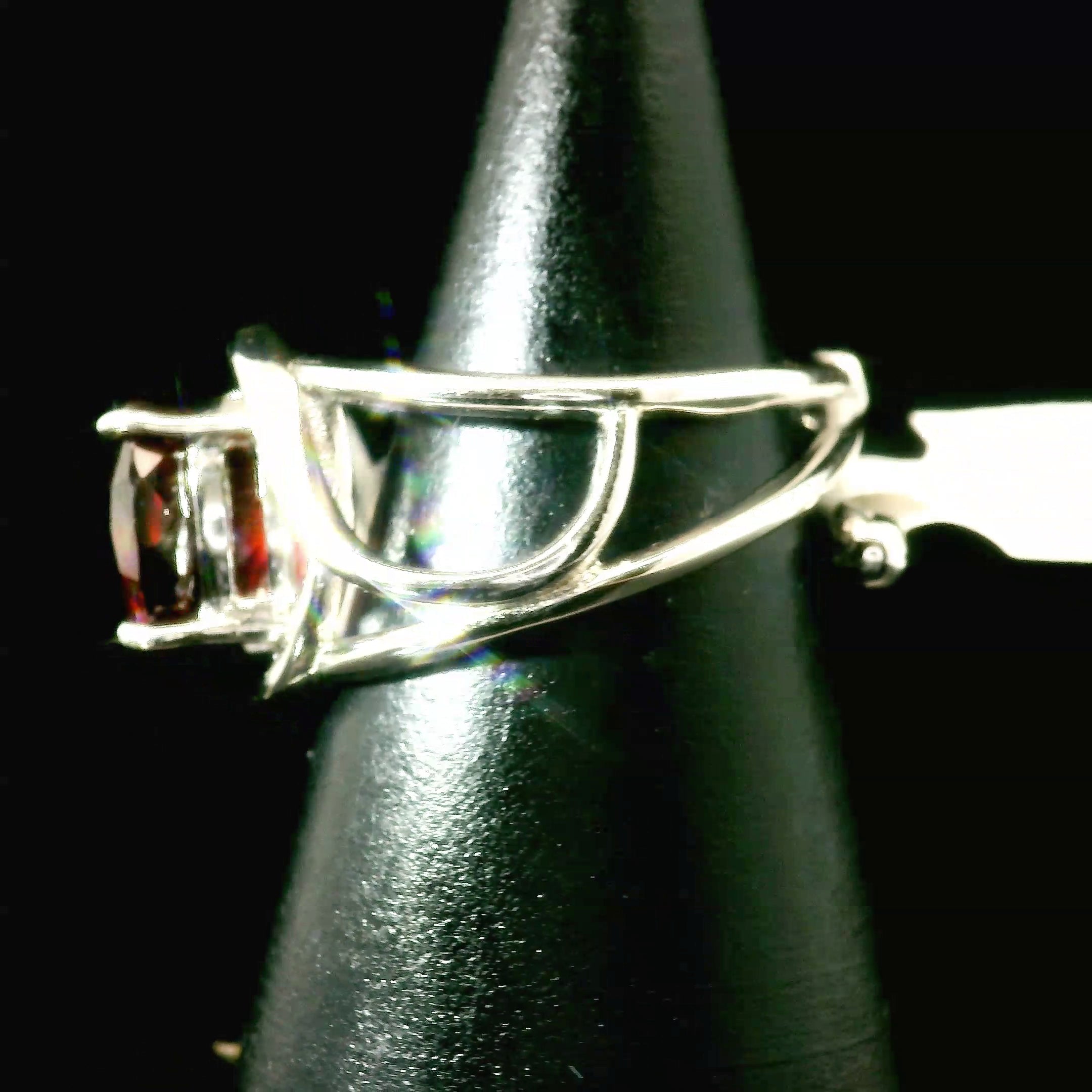 Garnet Cuff Ring .925 Silver for Health and Strength