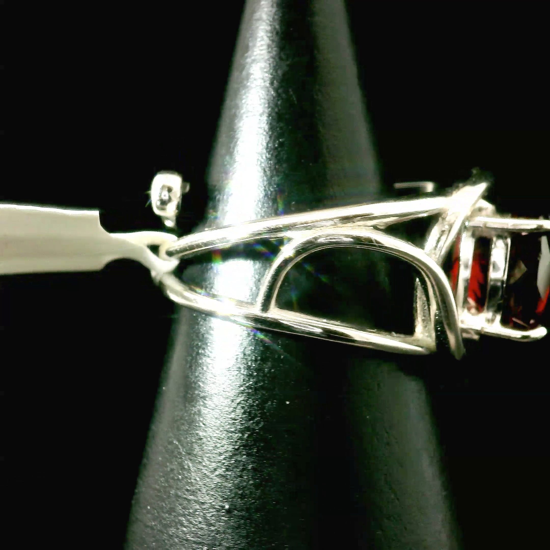 Garnet Cuff Ring .925 Silver for Health and Strength