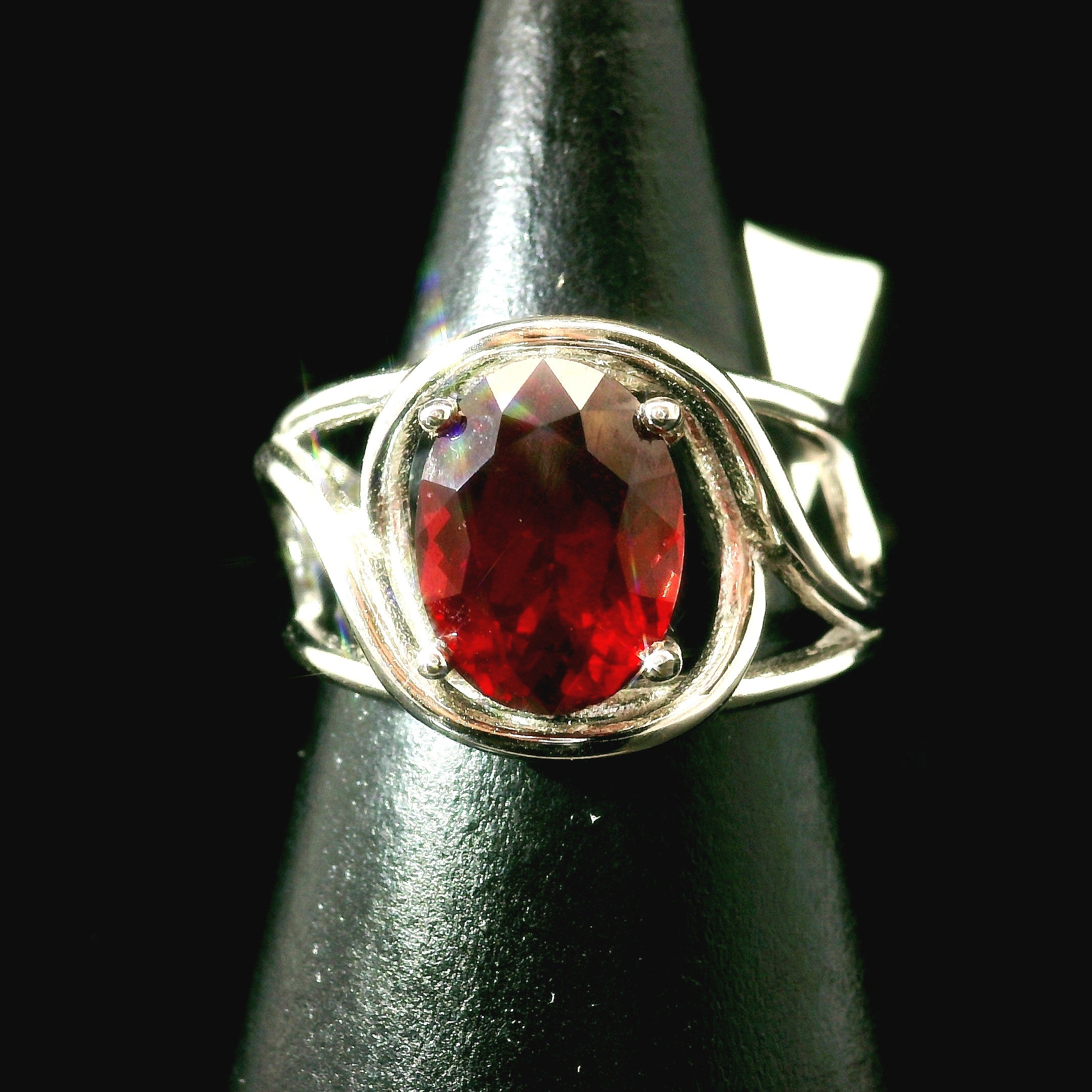 Garnet Cuff Ring .925 Silver for Health and Strength