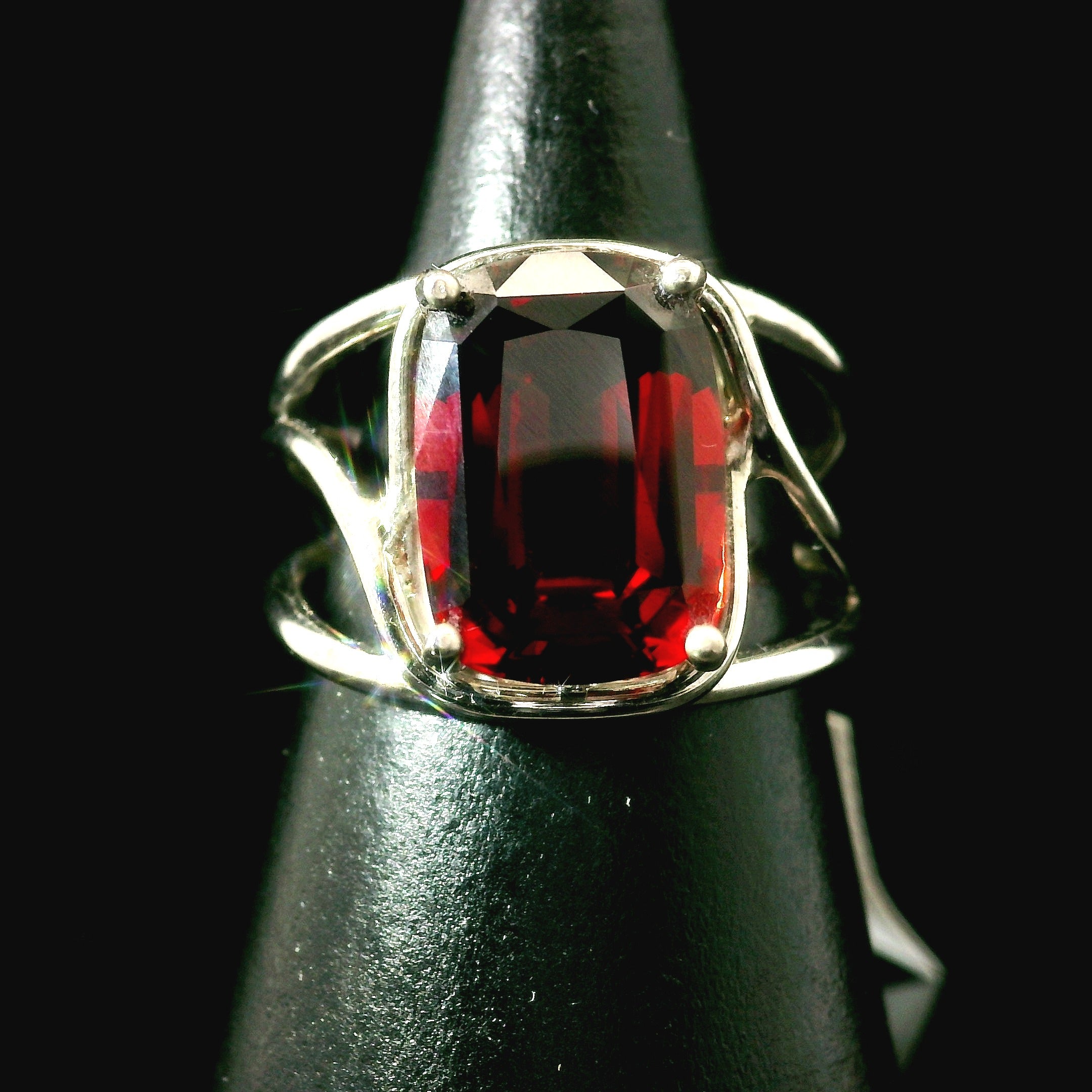 Garnet Cuff Ring .925 Silver for Health and Strength