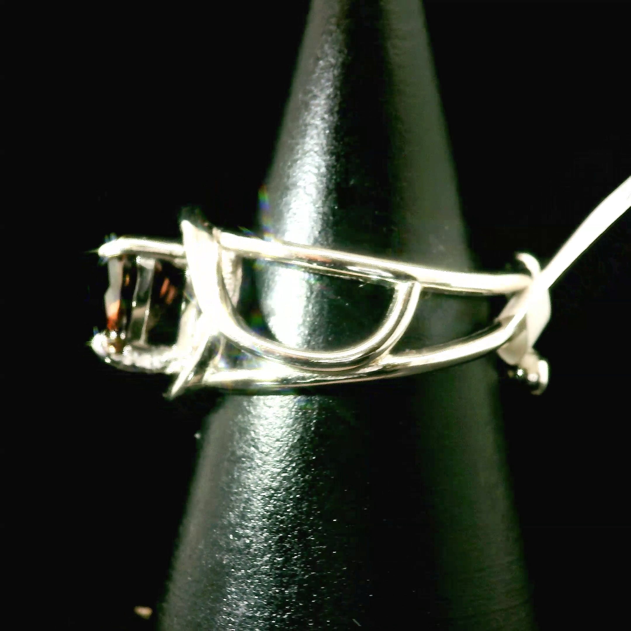 Red Zircon Cuff Ring .925 Silver for Determination, Organization & Transformation