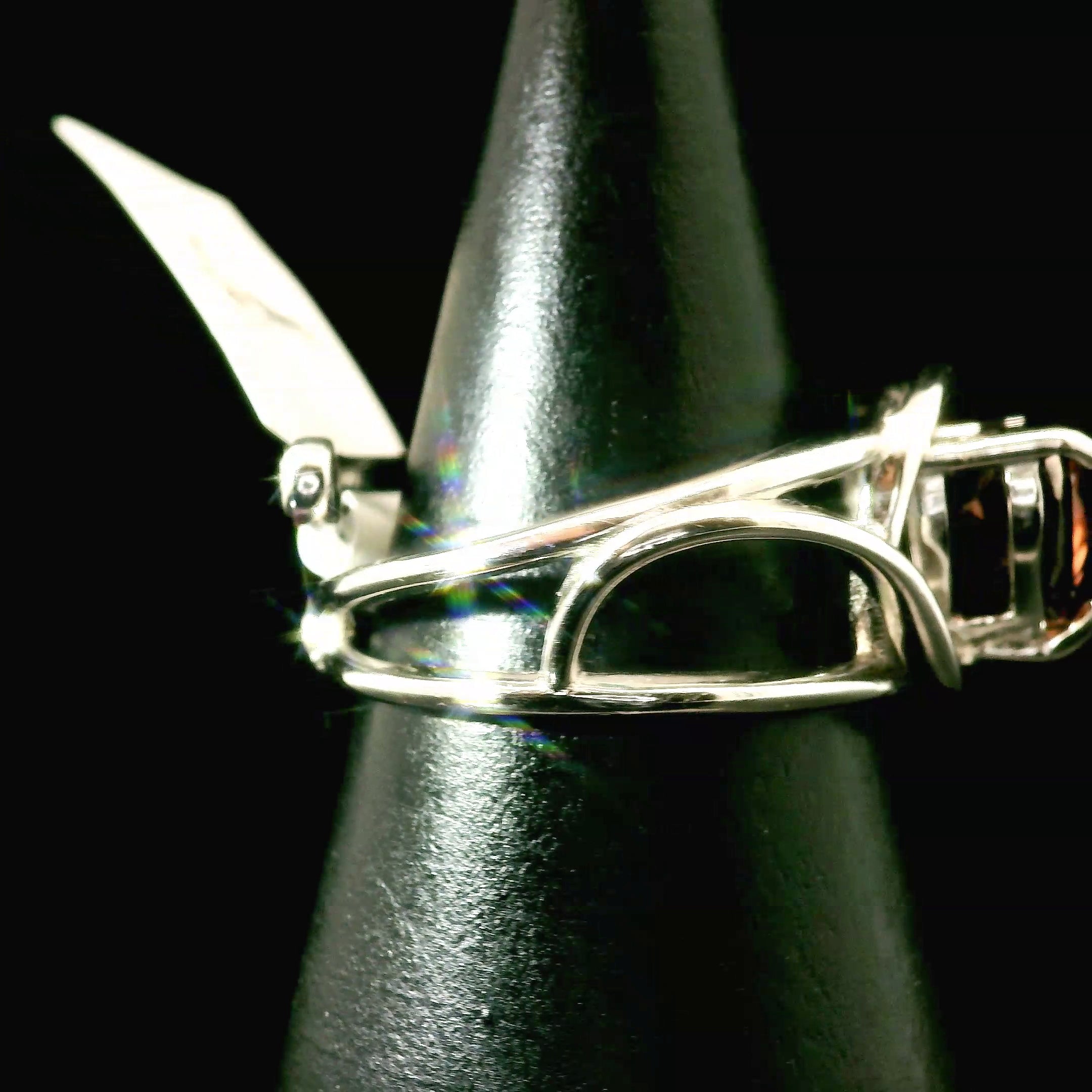 Red Zircon Cuff Ring .925 Silver for Determination, Organization & Transformation