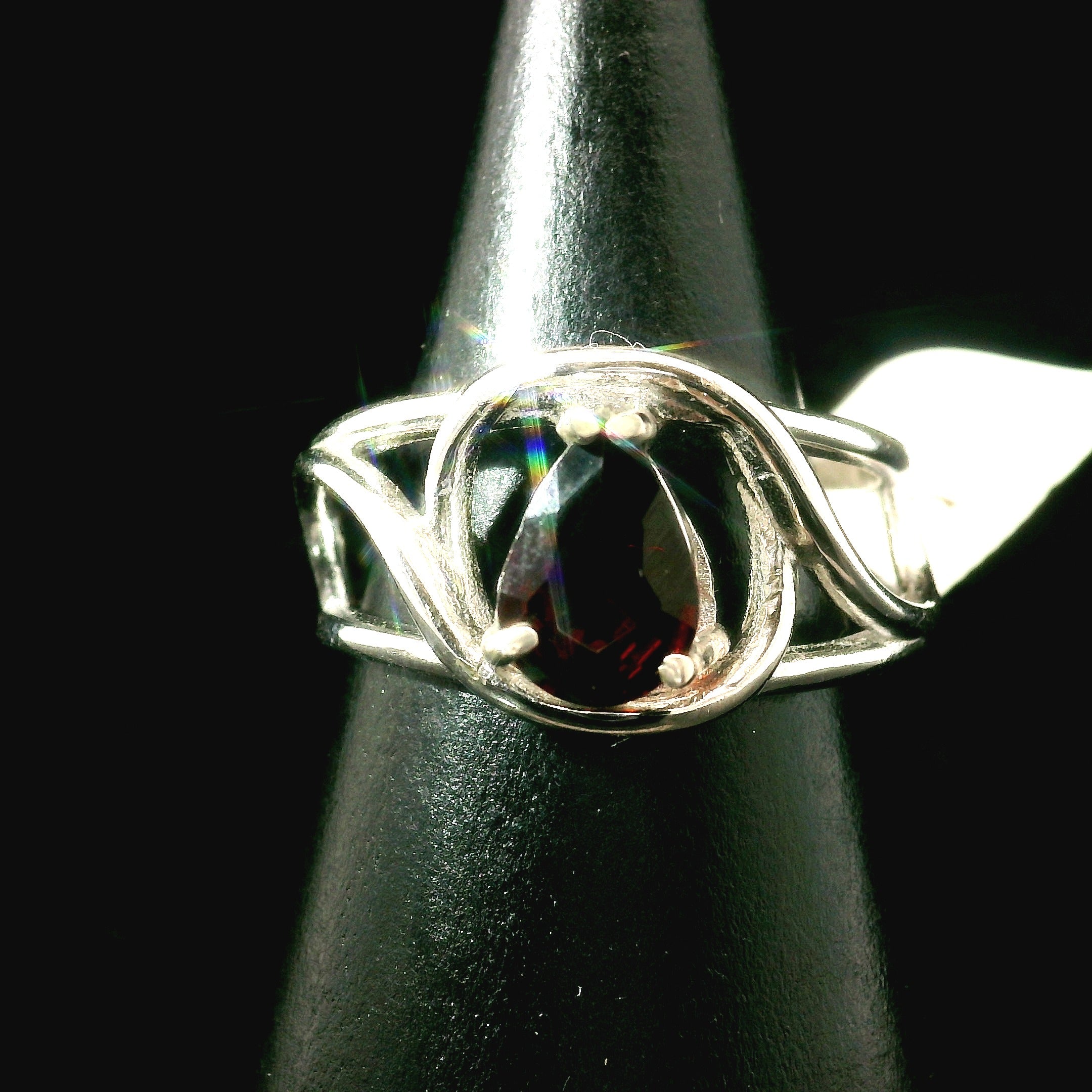 Garnet Midi Cuff Ring .925 Silver for Health and Strength