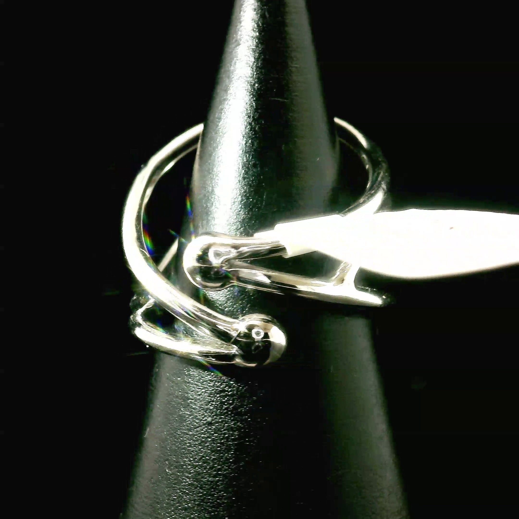 Double Garnet Cuff Ring .925 Silver for Health and Strength