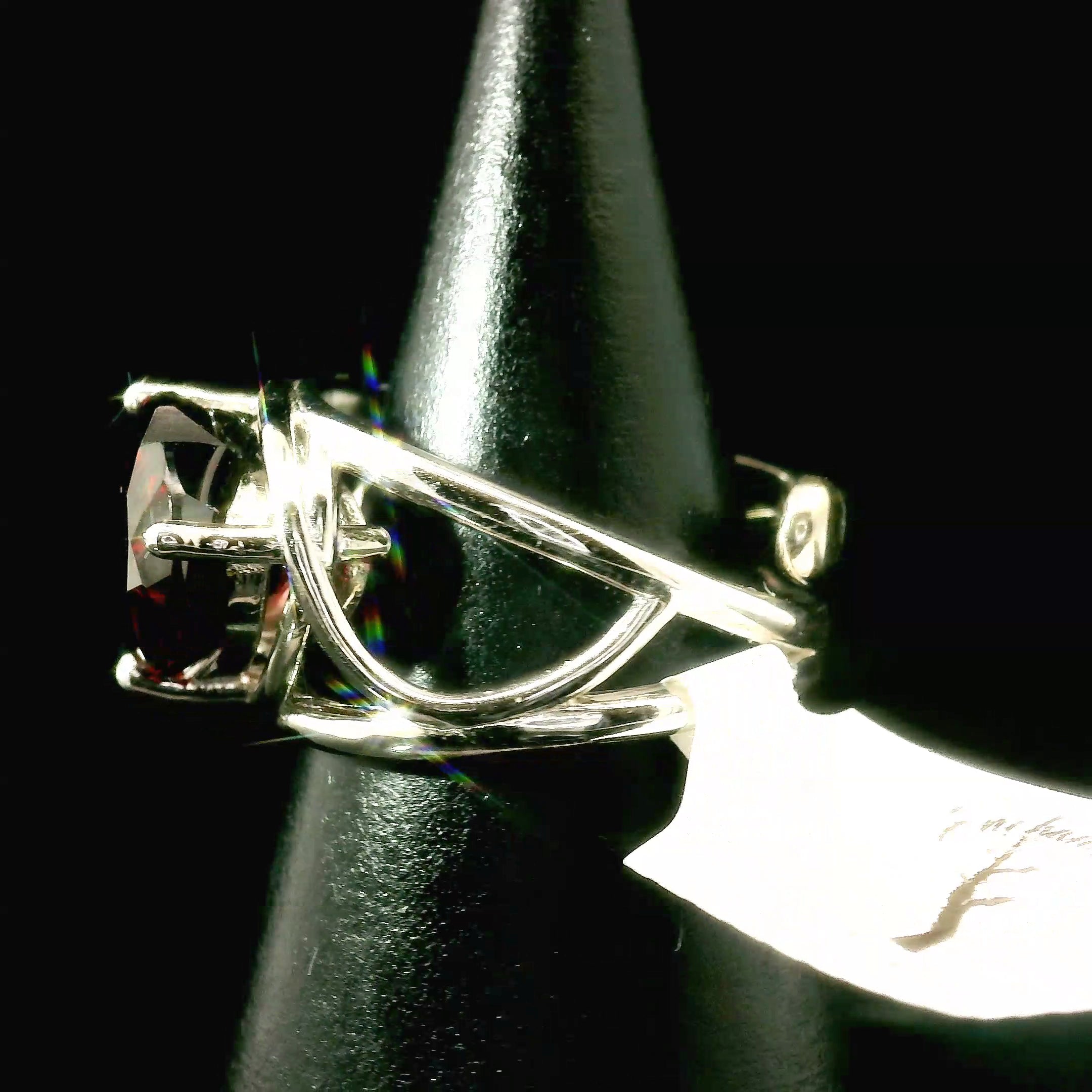 Garnet and Pink Tourmaline Heart Cuff Ring .925 Silver for Health and Strength