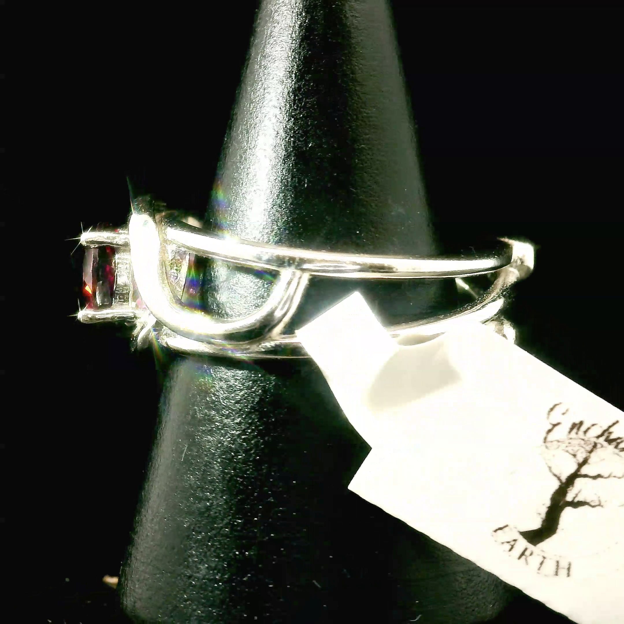 Rhodolite Garnet Midi Cuff Ring .925 Silver for Connection with Angels and Spirit Guides