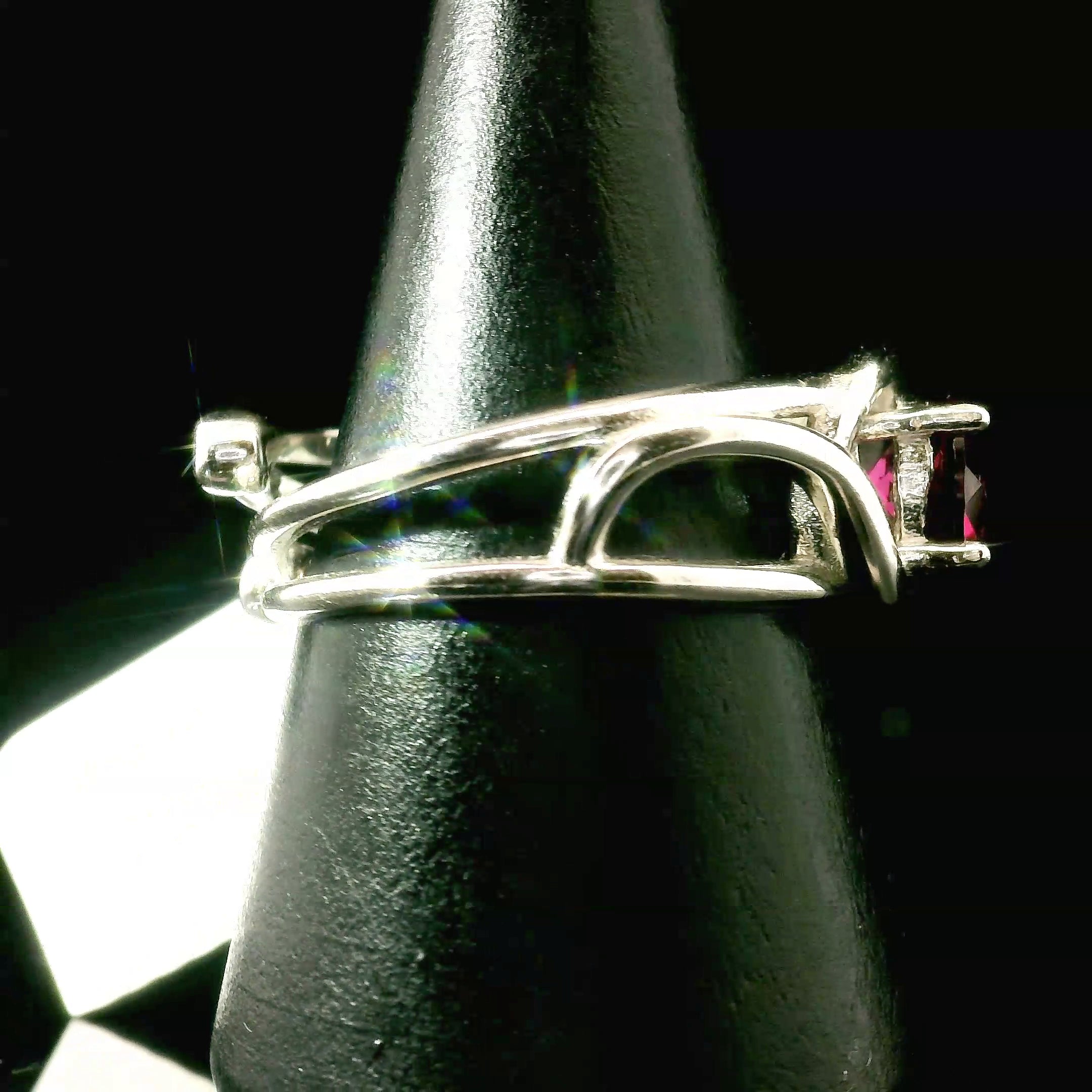 Rhodolite Garnet Midi Cuff Ring .925 Silver for Connection with Angels and Spirit Guides