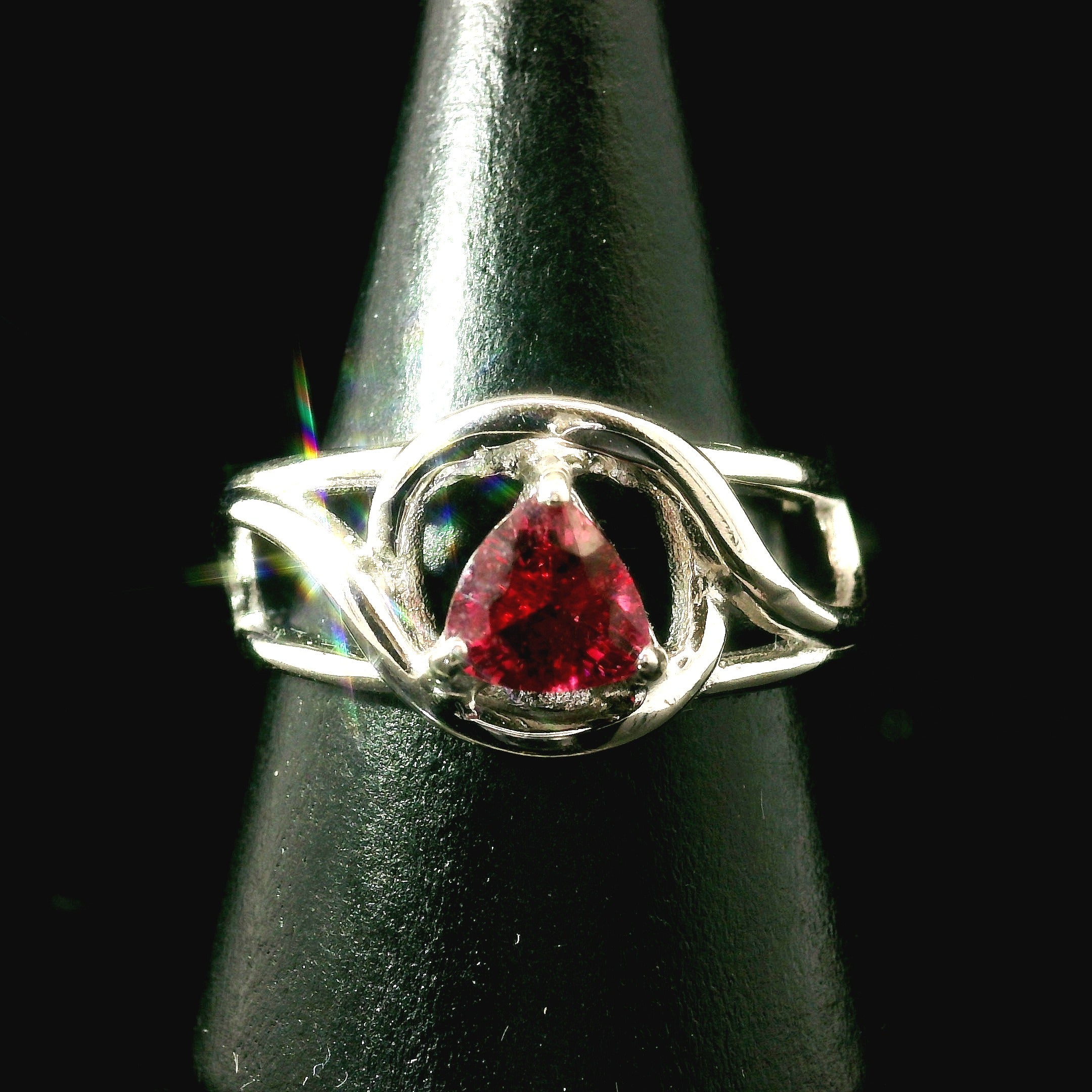 Rhodolite Garnet Midi Cuff Ring .925 Silver for Connection with Angels and Spirit Guides