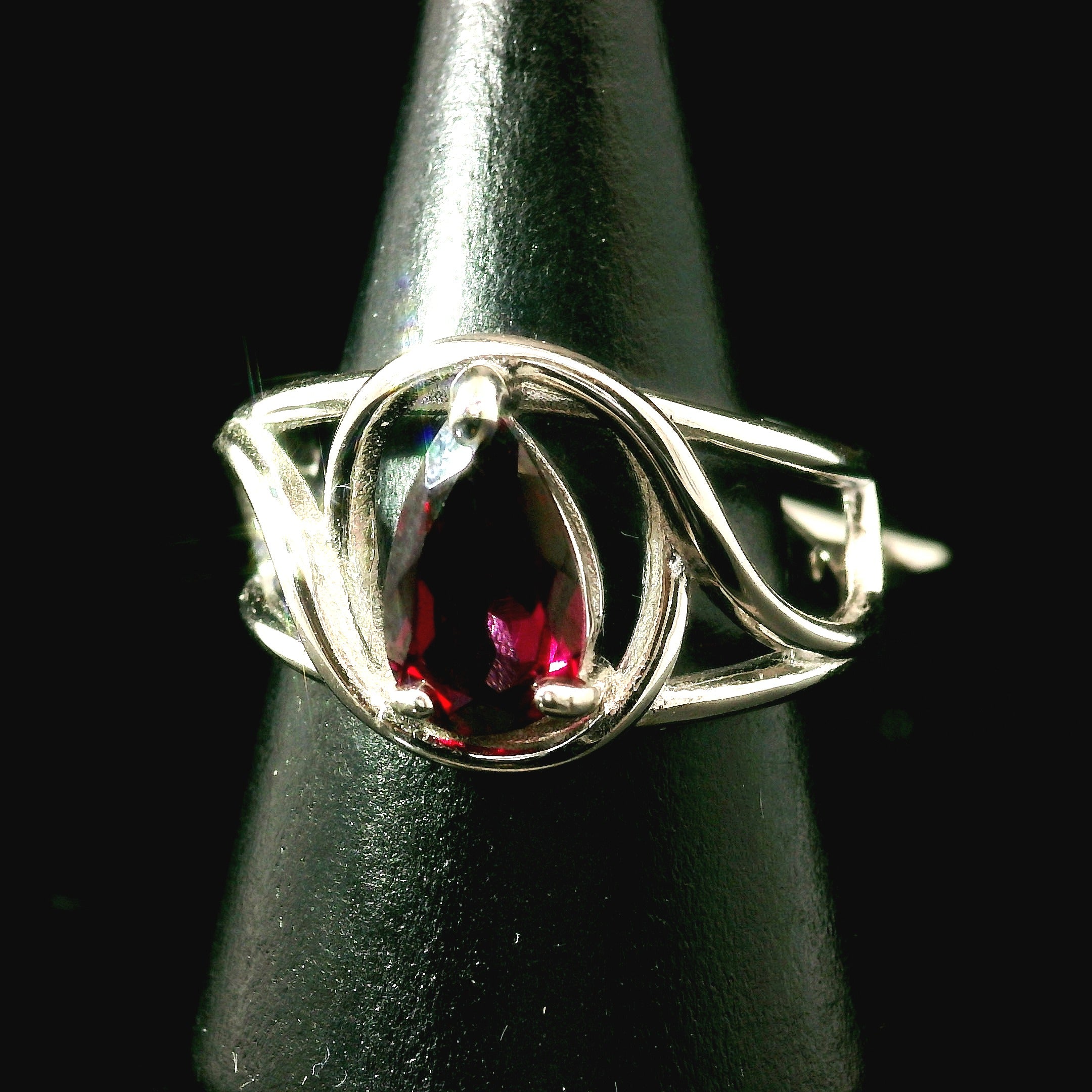 Rhodolite Garnet Midi Cuff Ring .925 Silver for Connection with Angels and Spirit Guides