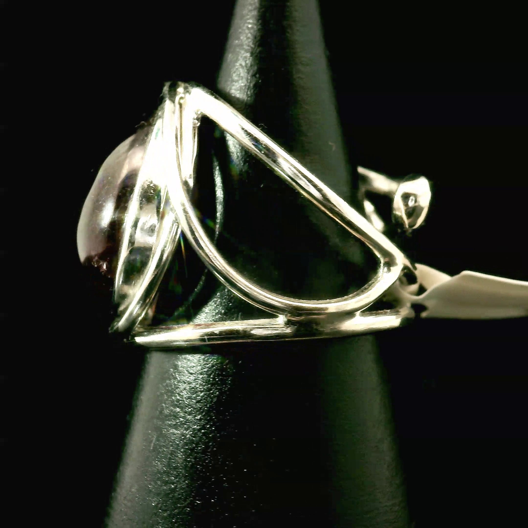 Rhodolite Garnet Cuff Ring .925 Silver for Connection with Angels and Spirit Guides