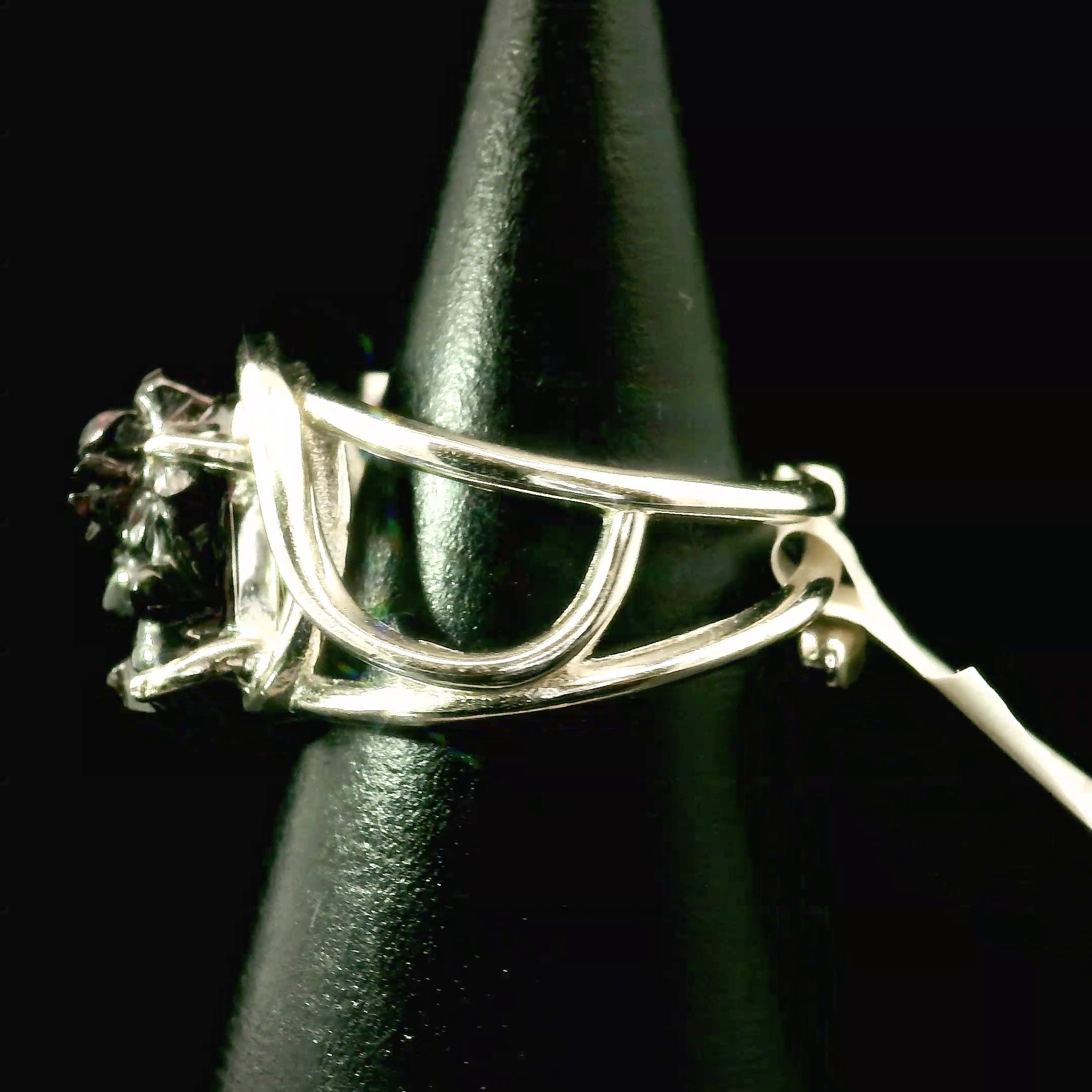 Garnet Ganesha Cuff Ring .925 Silver for Health and Strength