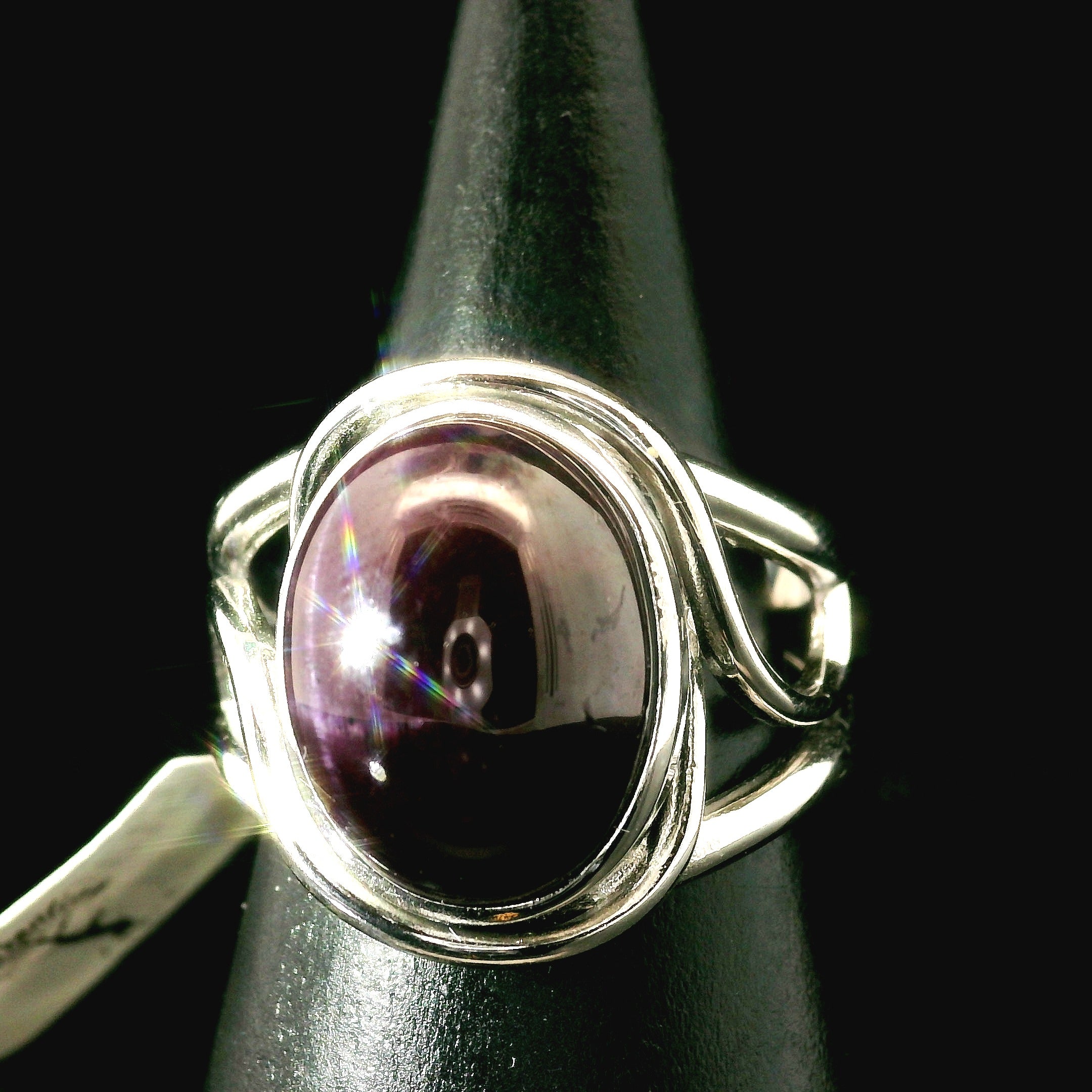 Star Garnet Cuff Ring .925 Silver for Health and Strength