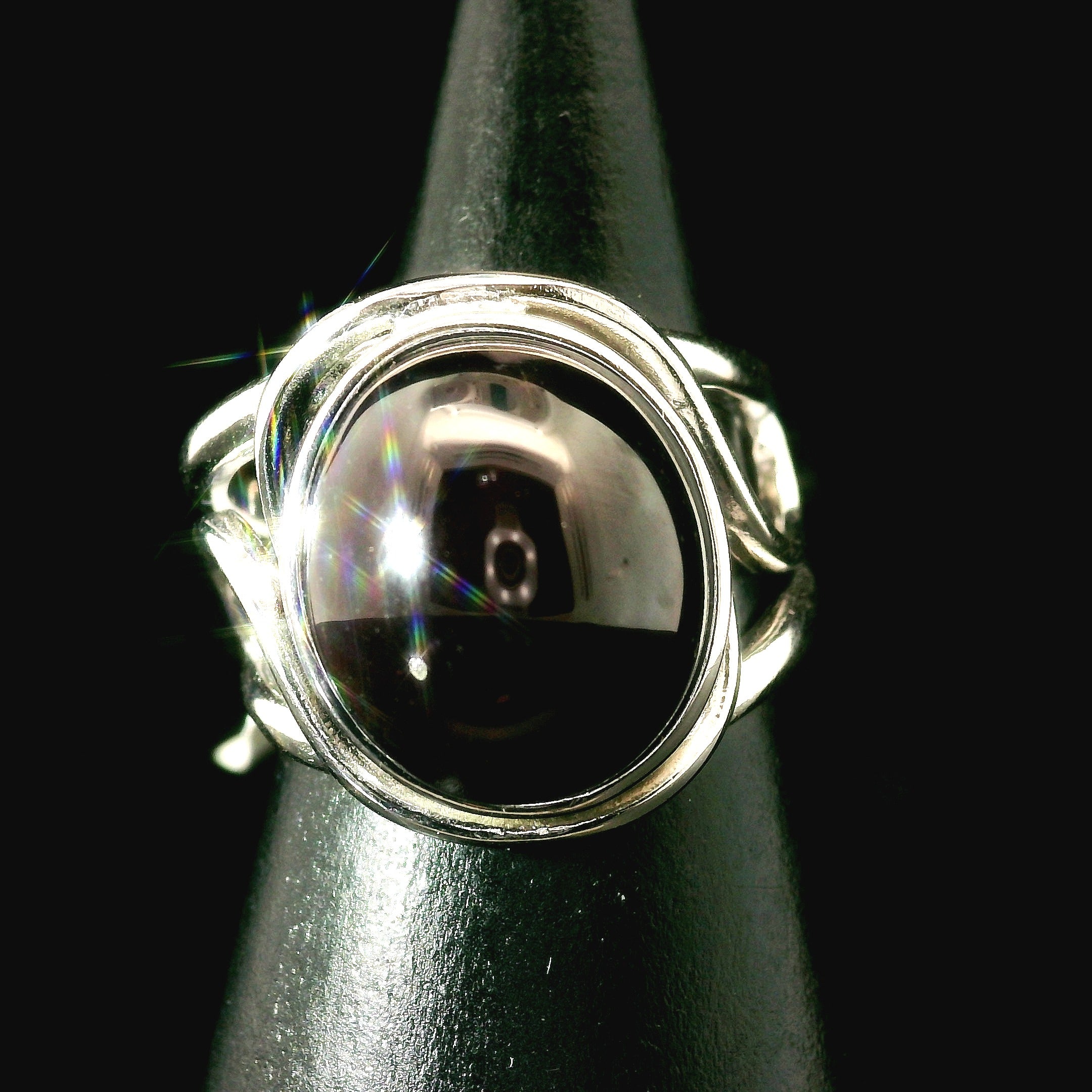 Star Garnet Cuff Ring .925 Silver for Health and Strength