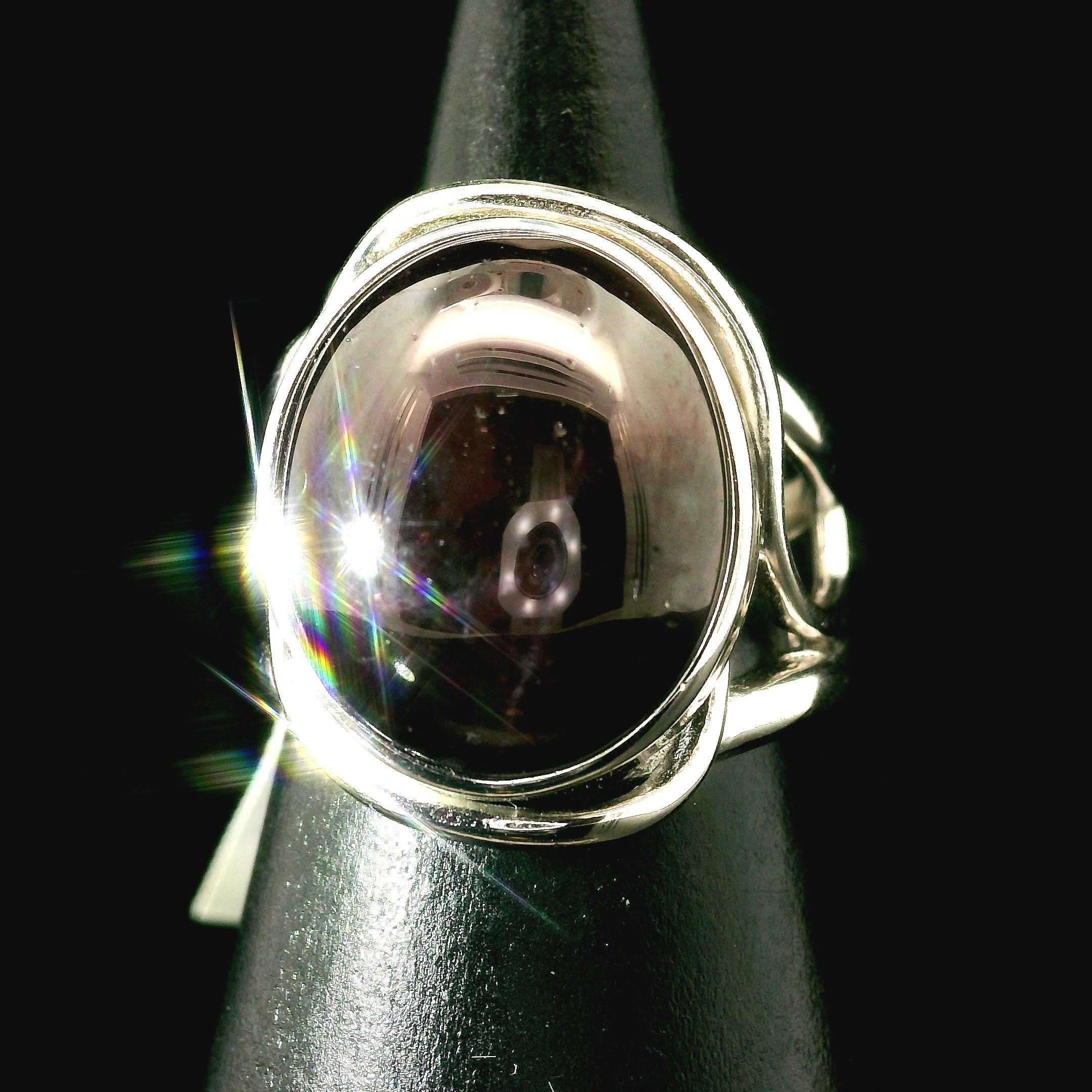 Star Garnet Cuff Ring .925 Silver for Health and Strength