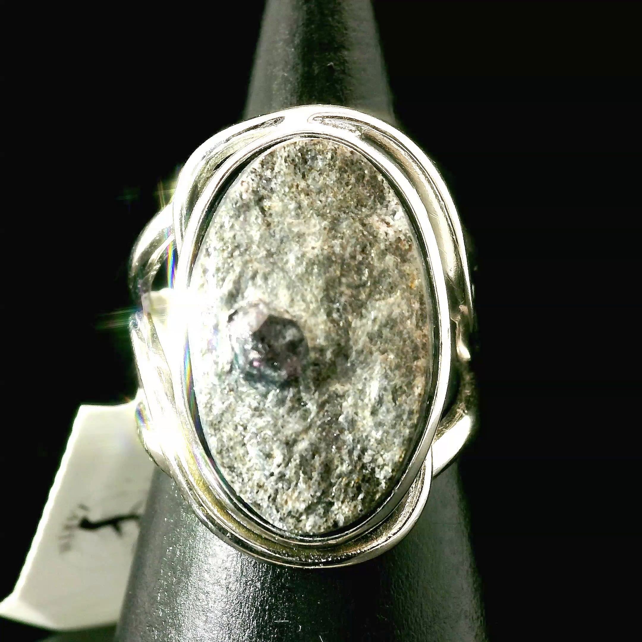 Garnet in Schist Cuff Ring .925 Silver for Health and Strength