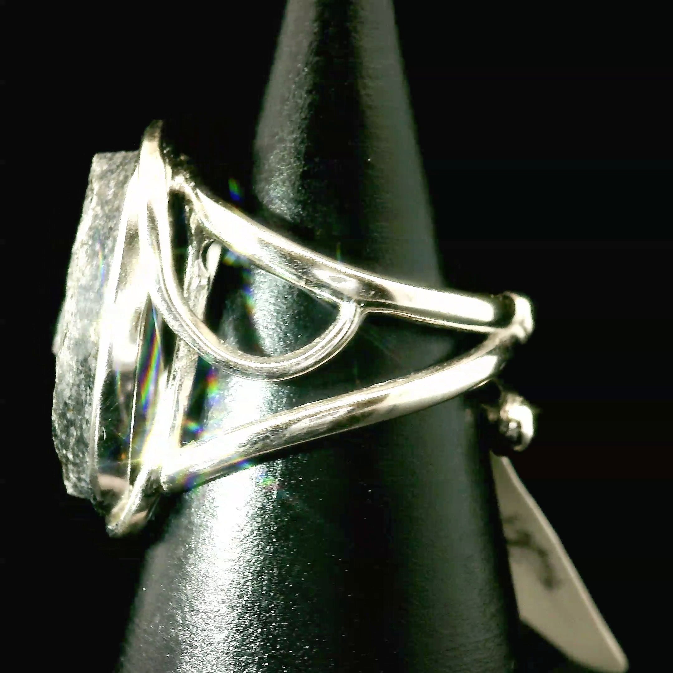 Garnet in Schist Cuff Ring .925 Silver for Health and Strength