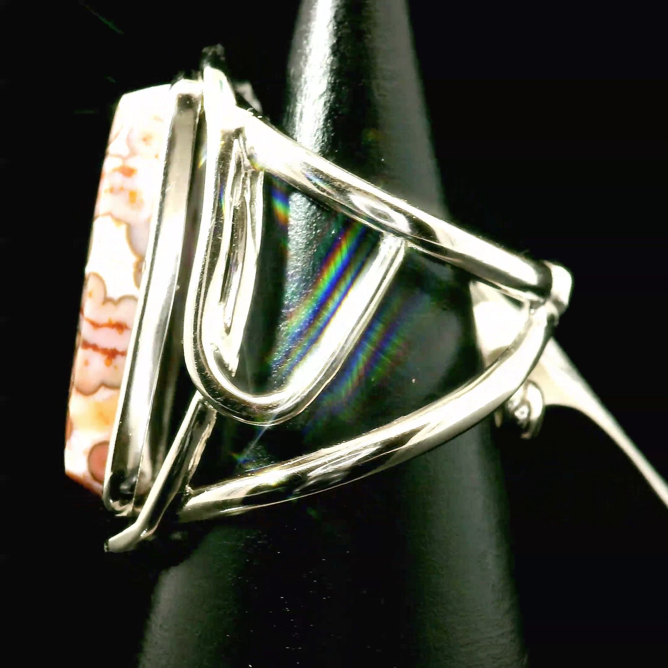 Orbicular "Ocean" Jasper Cuff Ring .925 Silver for Joy and Peace