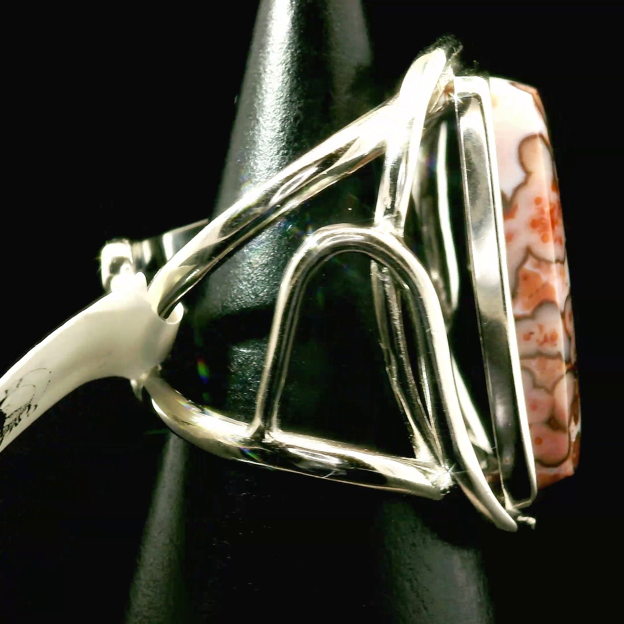 Orbicular "Ocean" Jasper Cuff Ring .925 Silver for Joy and Peace