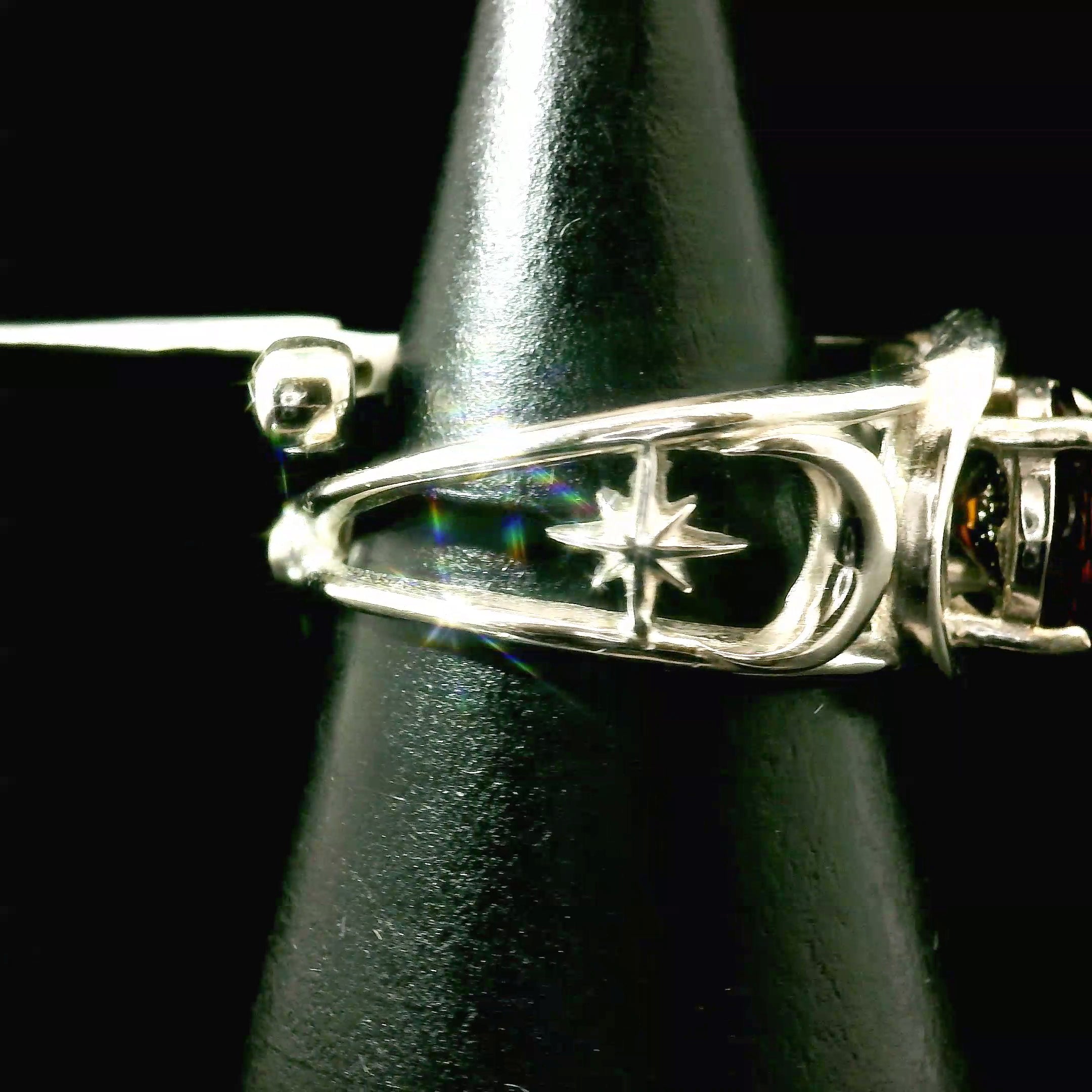 Mali Garnet Cuff Ring .925 Sterling Silver for Health, Grounding and Connection to Mother Earth