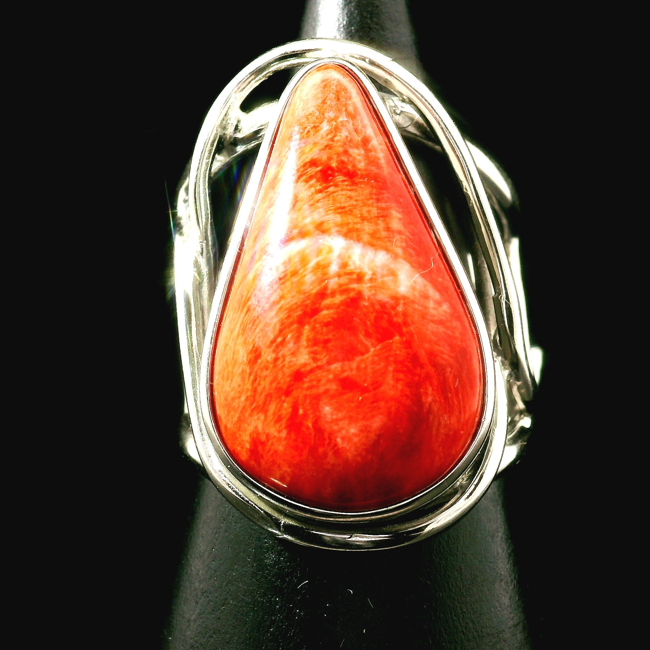 Spiny Oyster Cuff Ring .925 Silver for Good Luck, Prosperity and Protection