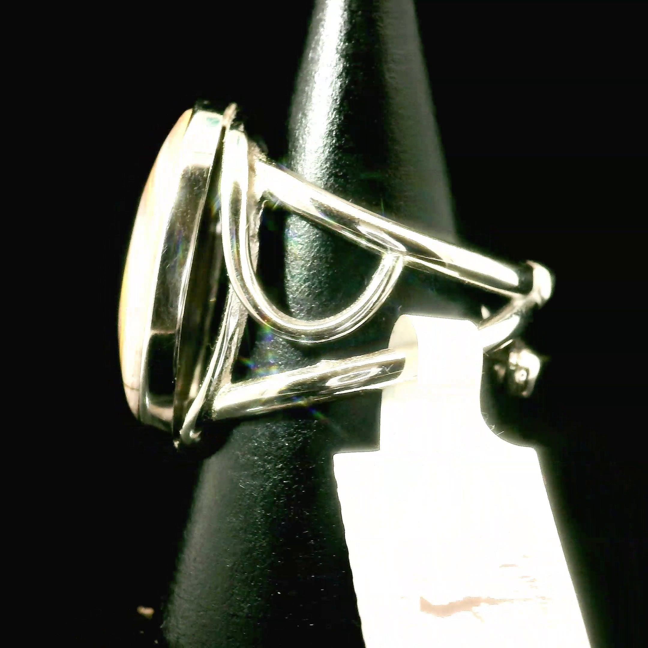 Hickory Ryolite Cuff Ring 925 Silver Adjustable Ring for Creativity, Motivation and Strength