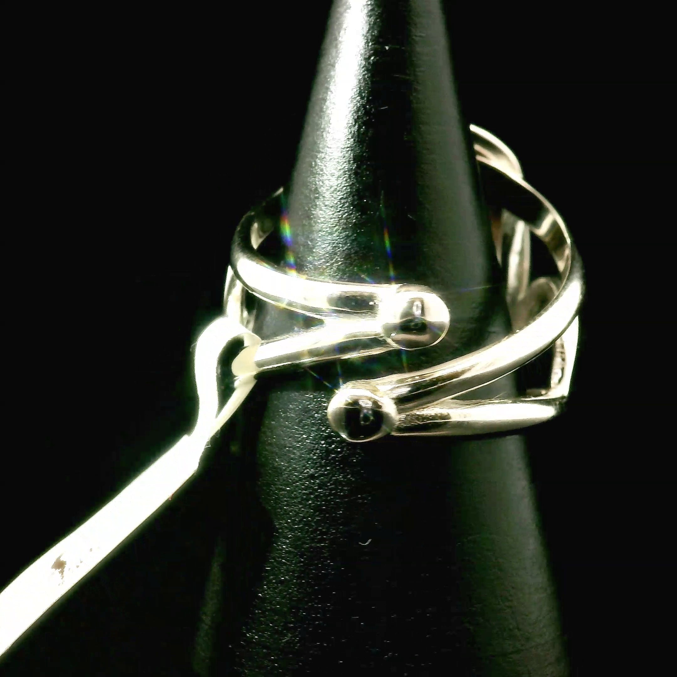 Hickory Ryolite Cuff Ring 925 Silver Adjustable Ring for Creativity, Motivation and Strength