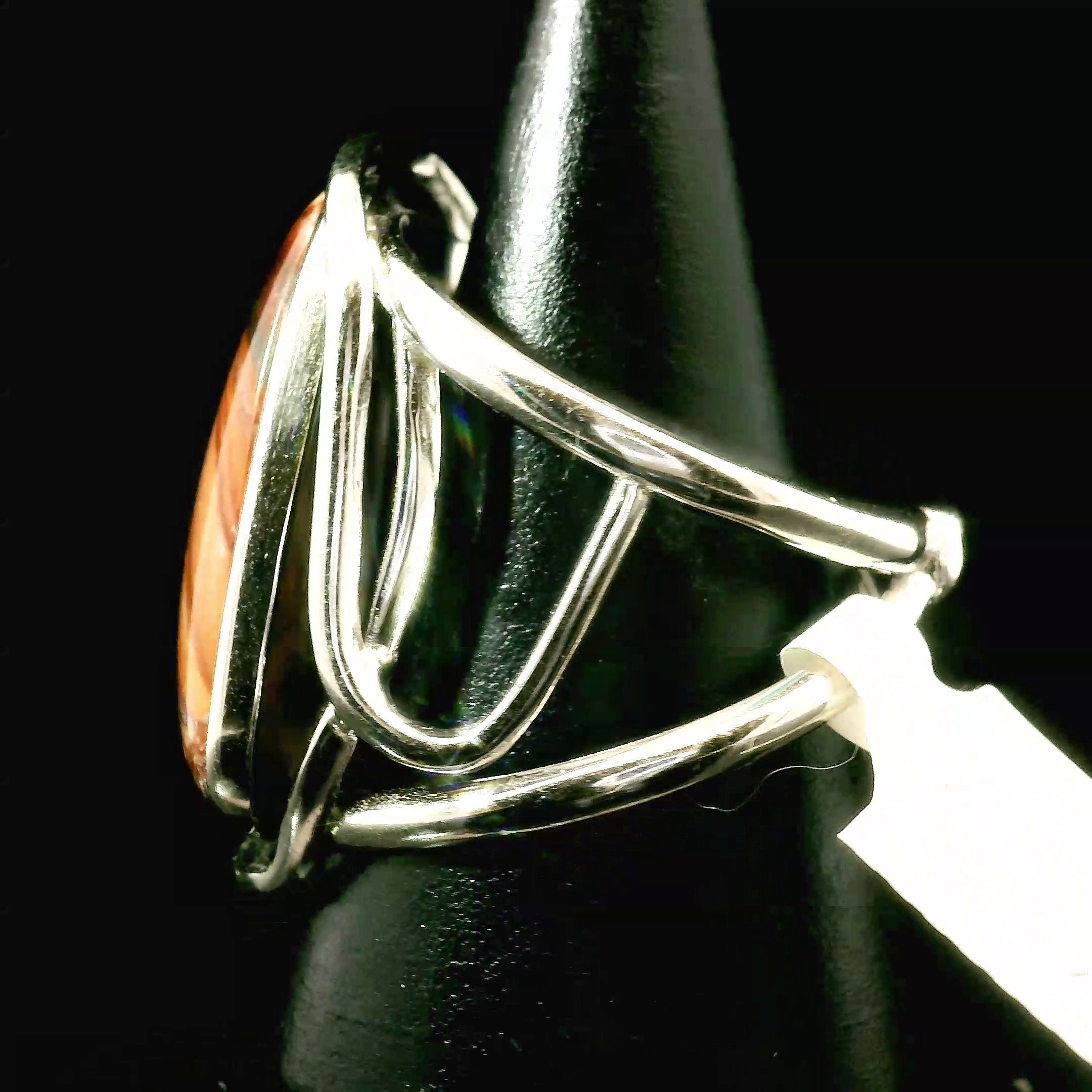 Wave Dolomite Cuff Ring 925 Silver for Patience, Grounding and Balance