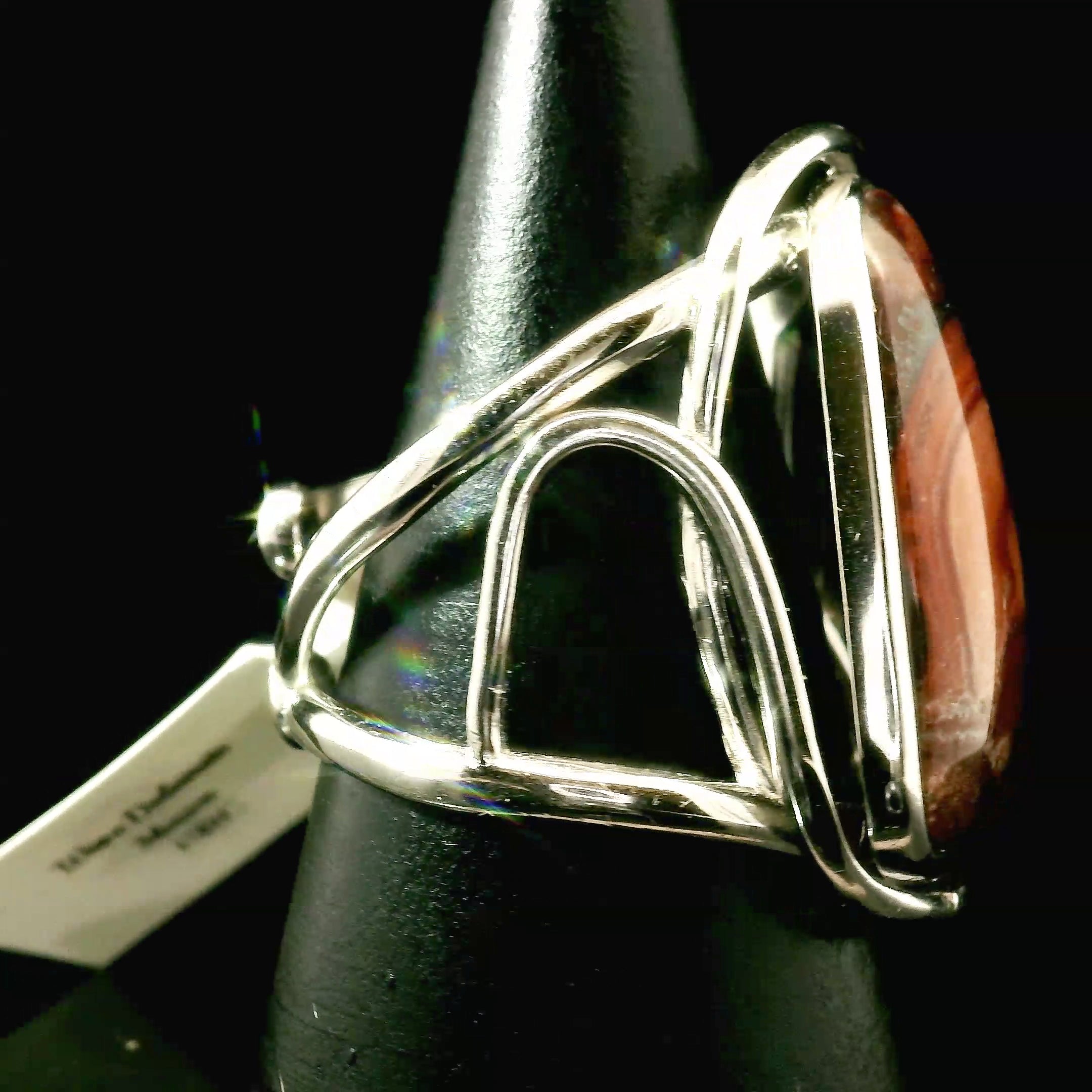 Wave Dolomite Cuff Ring 925 Silver for Patience, Grounding and Balance