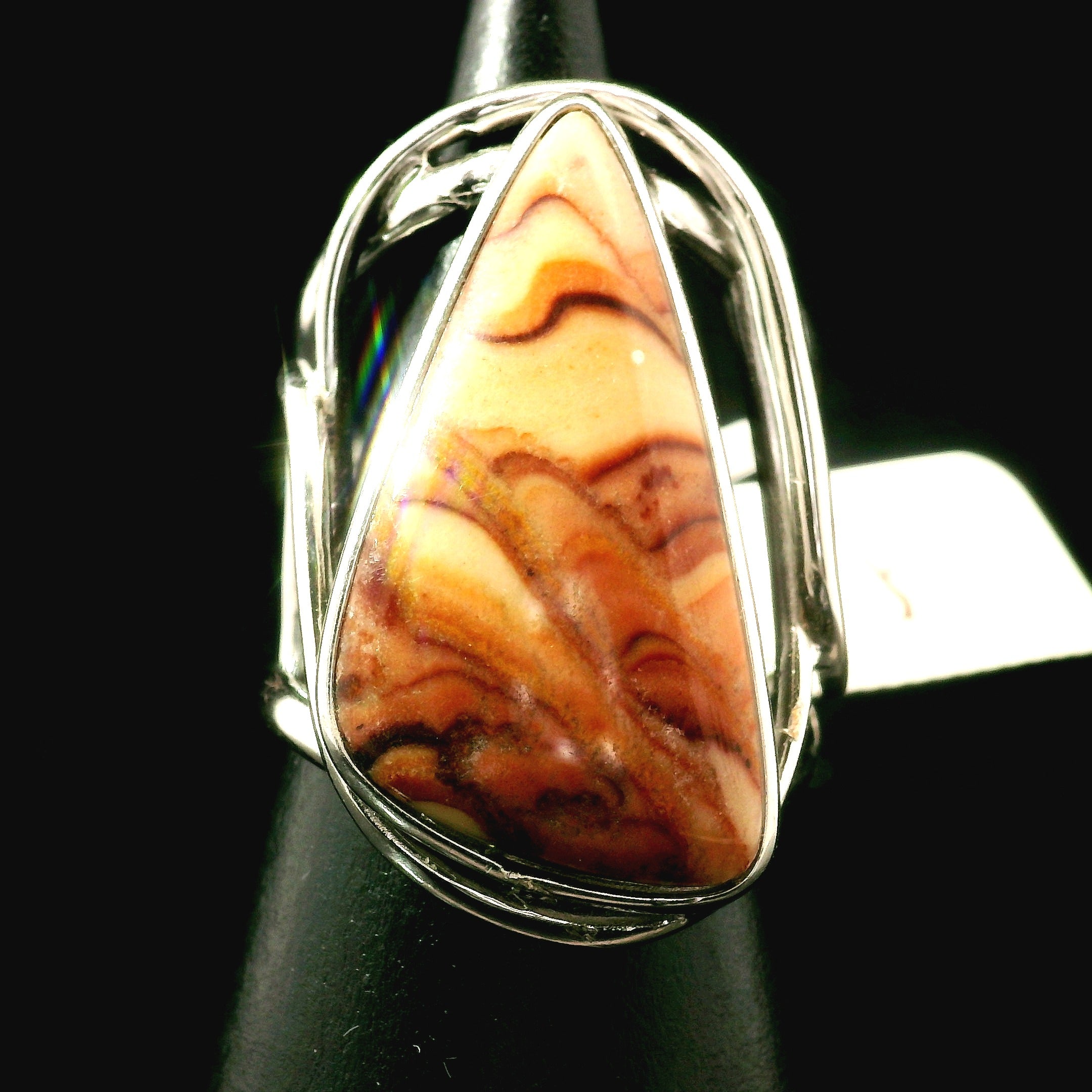 Wave Dolomite Cuff Ring 925 Silver for Patience, Grounding and Balance