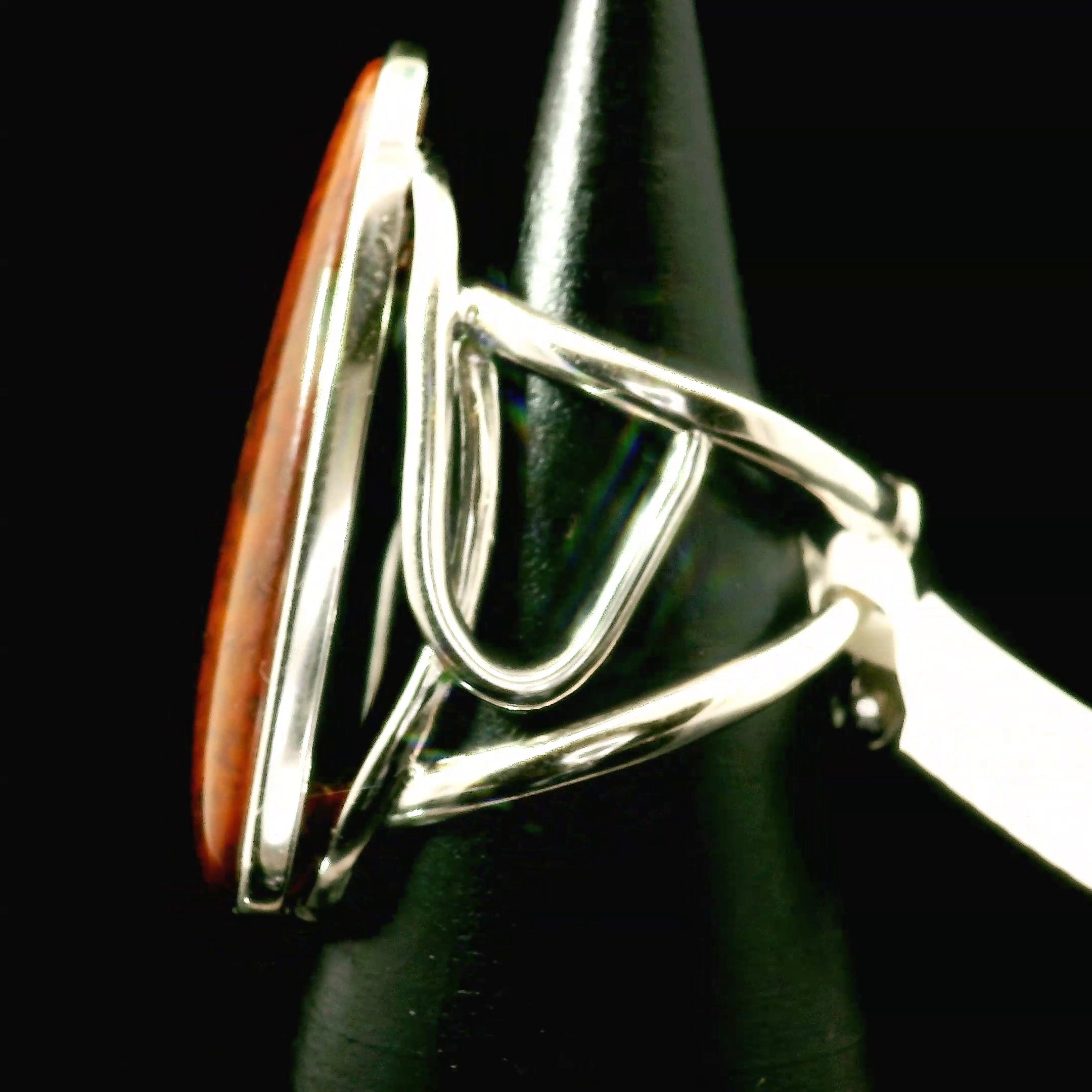 Red Flame Agate Cuff Ring 925 Silver for Passion, Vitality and Life Force Energy