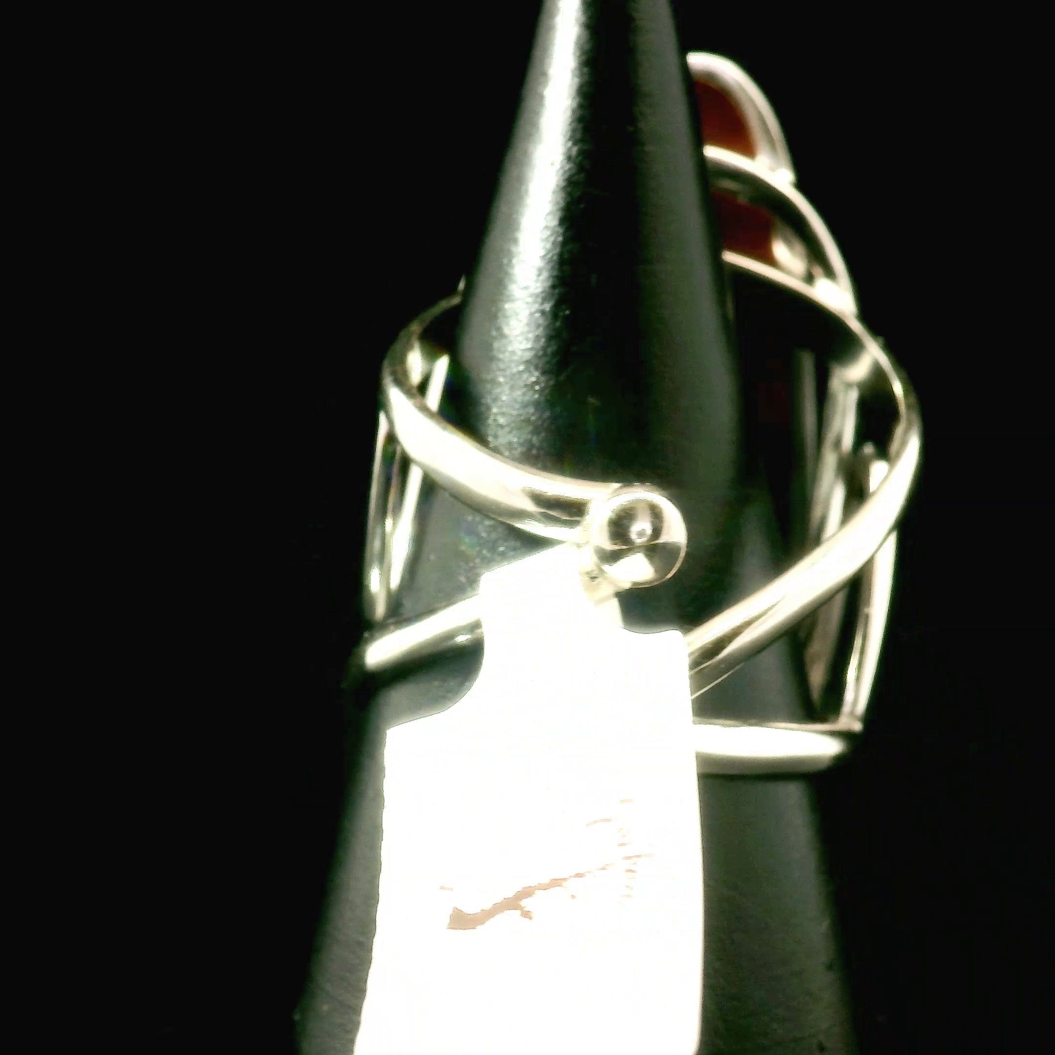 Red Flame Agate Cuff Ring 925 Silver for Passion, Vitality and Life Force Energy