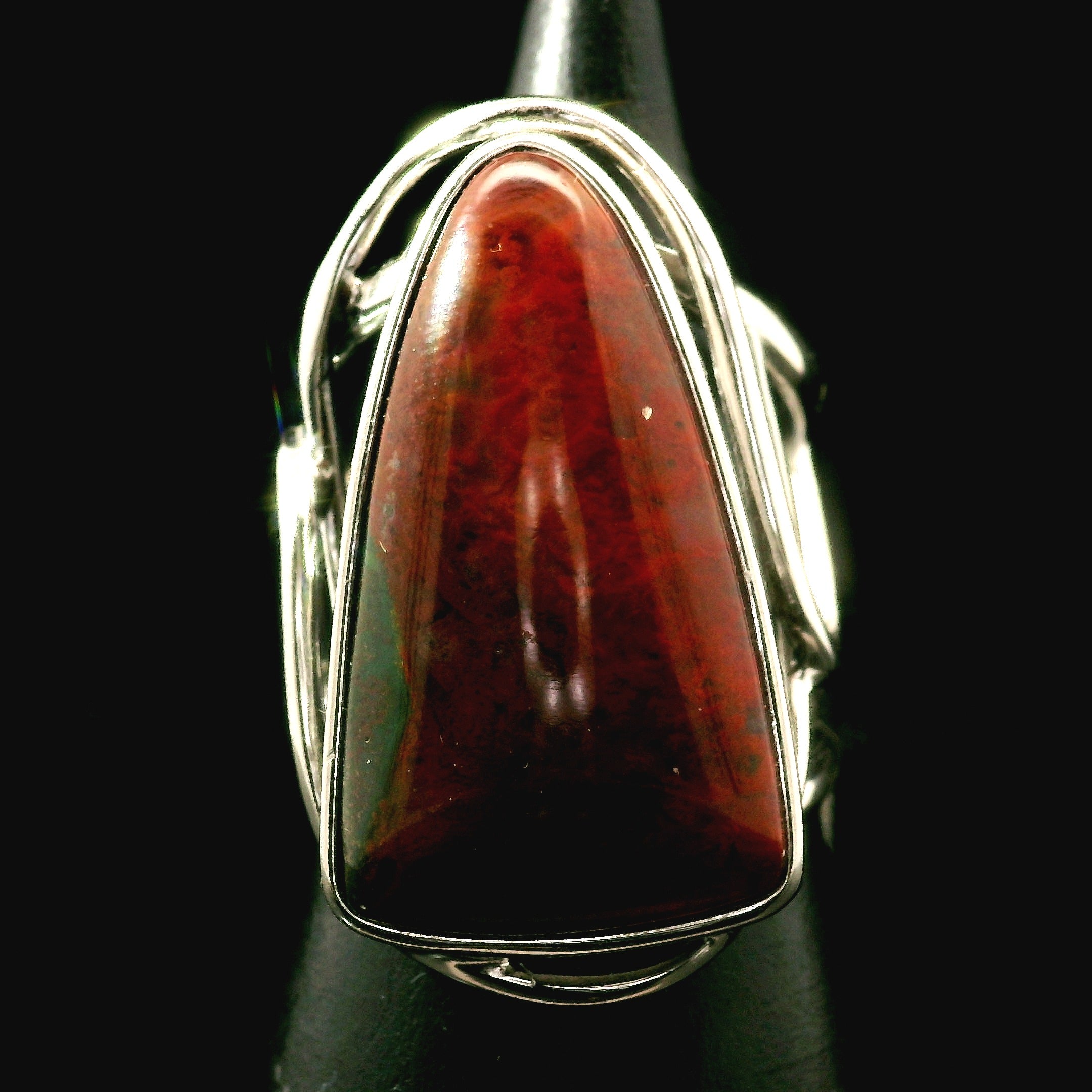 Red Flame Agate Cuff Ring 925 Silver for Passion, Vitality and Life Force Energy