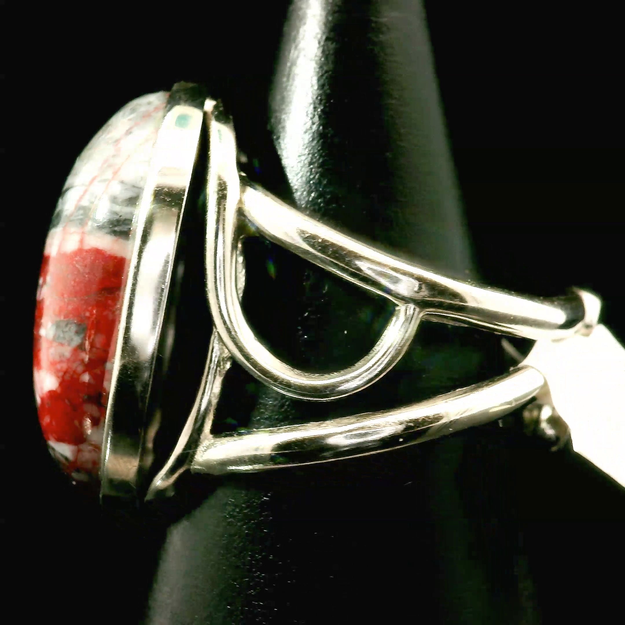 Cinnabar Cuff Ring .925 Sterling Silver for Creativity, Empowerment and Transformation