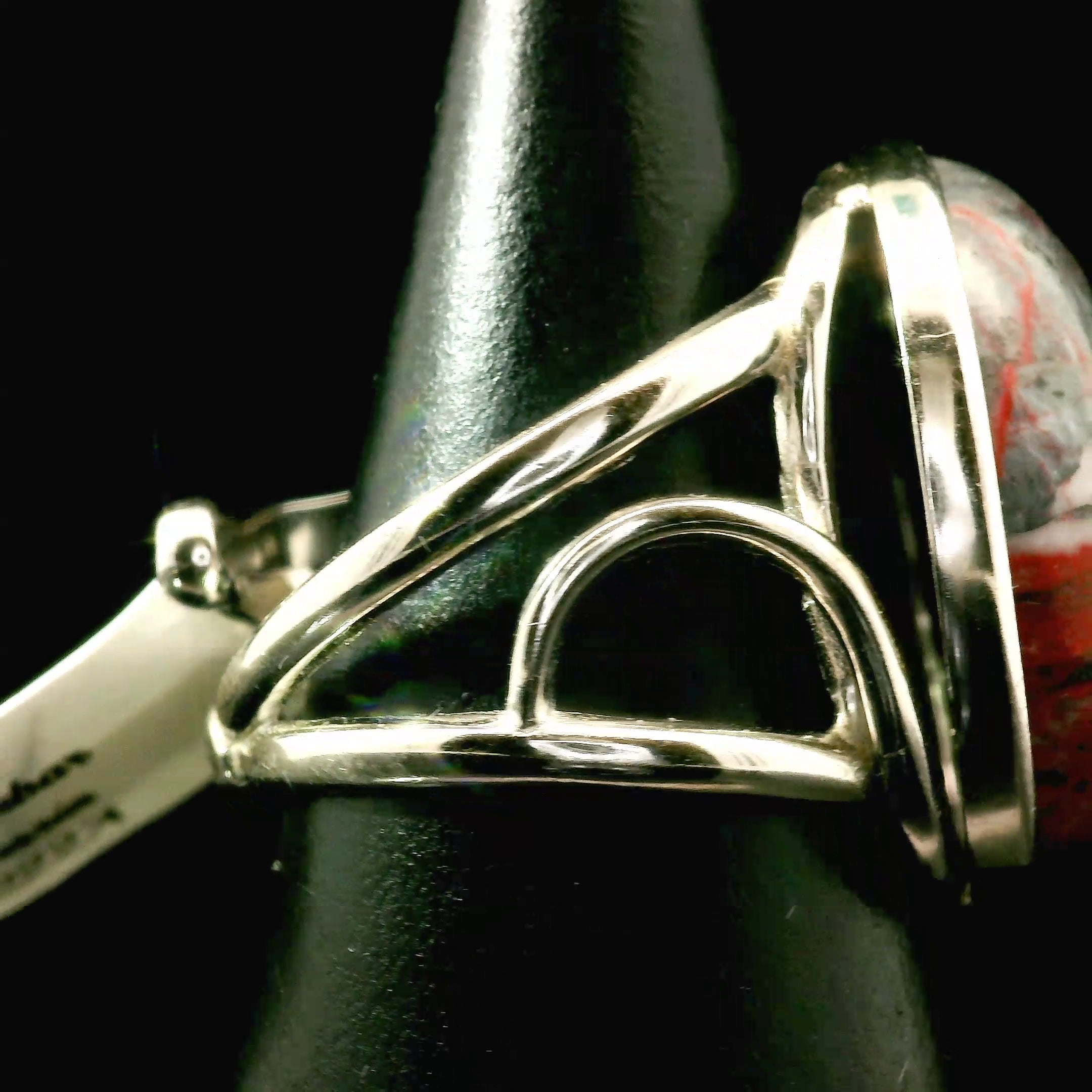 Cinnabar Cuff Ring .925 Sterling Silver for Creativity, Empowerment and Transformation