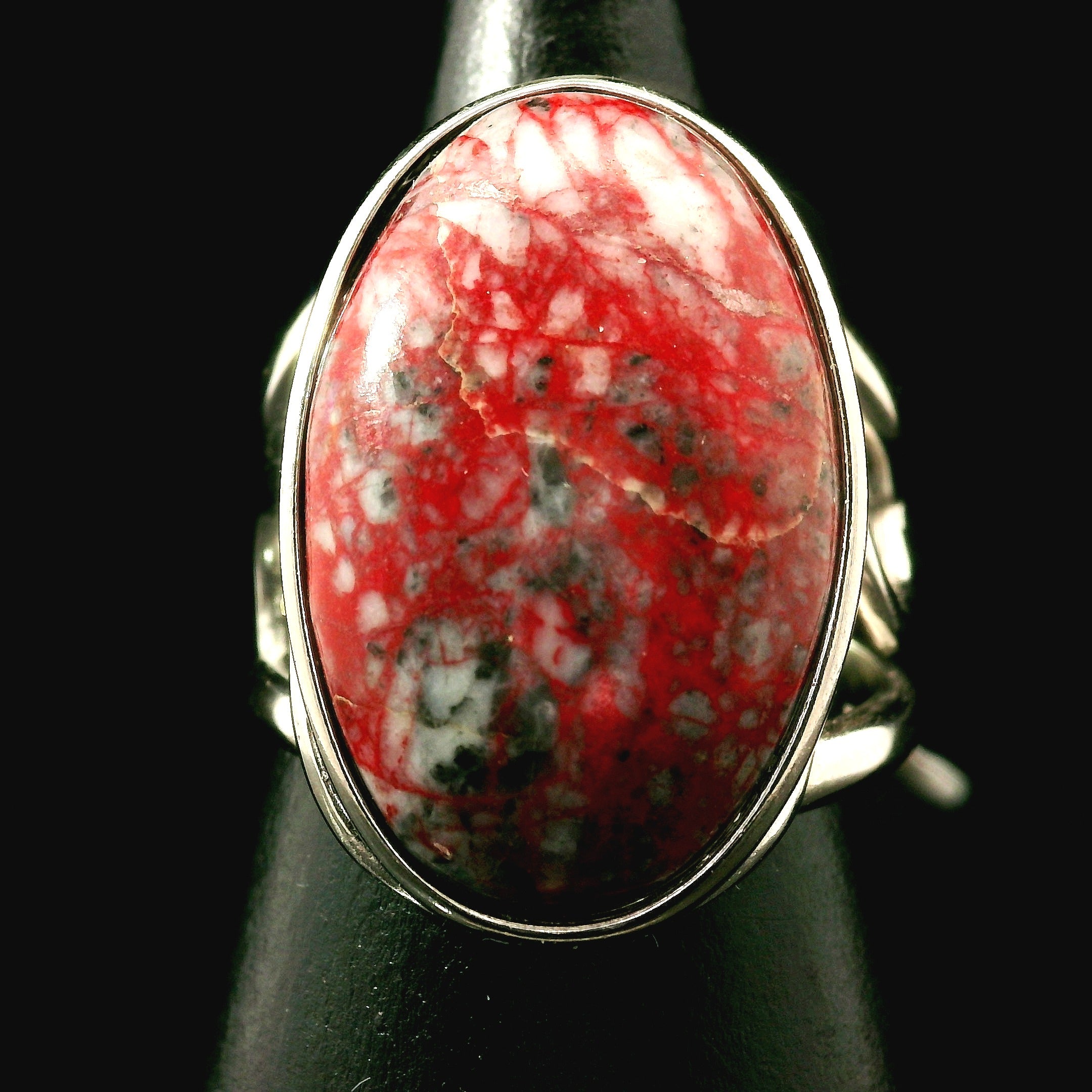 Cinnabar Cuff Ring .925 Sterling Silver for Creativity, Empowerment and Transformation