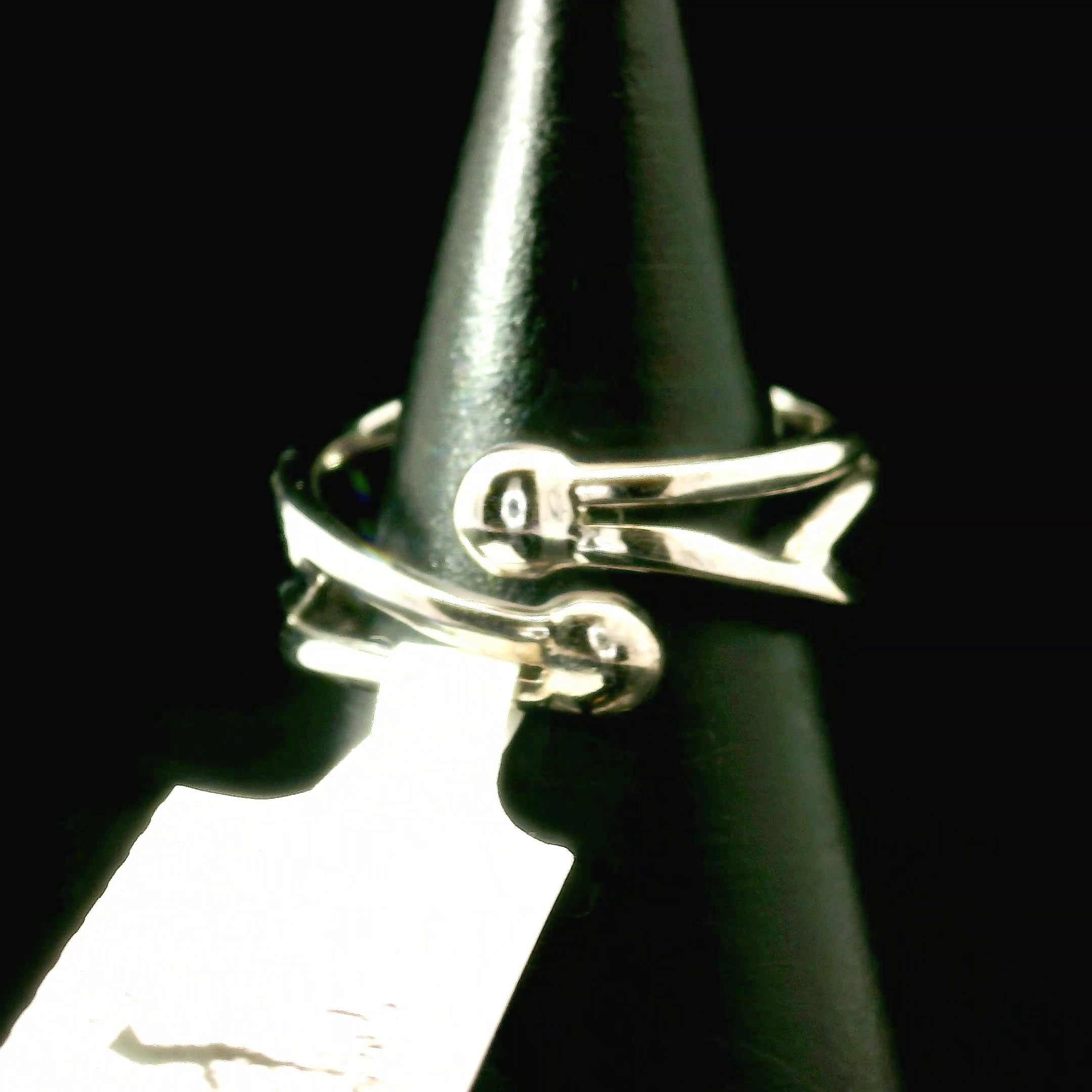 Faceted Cobalto Calcite Cuff Ring .925 Silver for Compassion, Emotional Healing, Harmony and Forgiveness