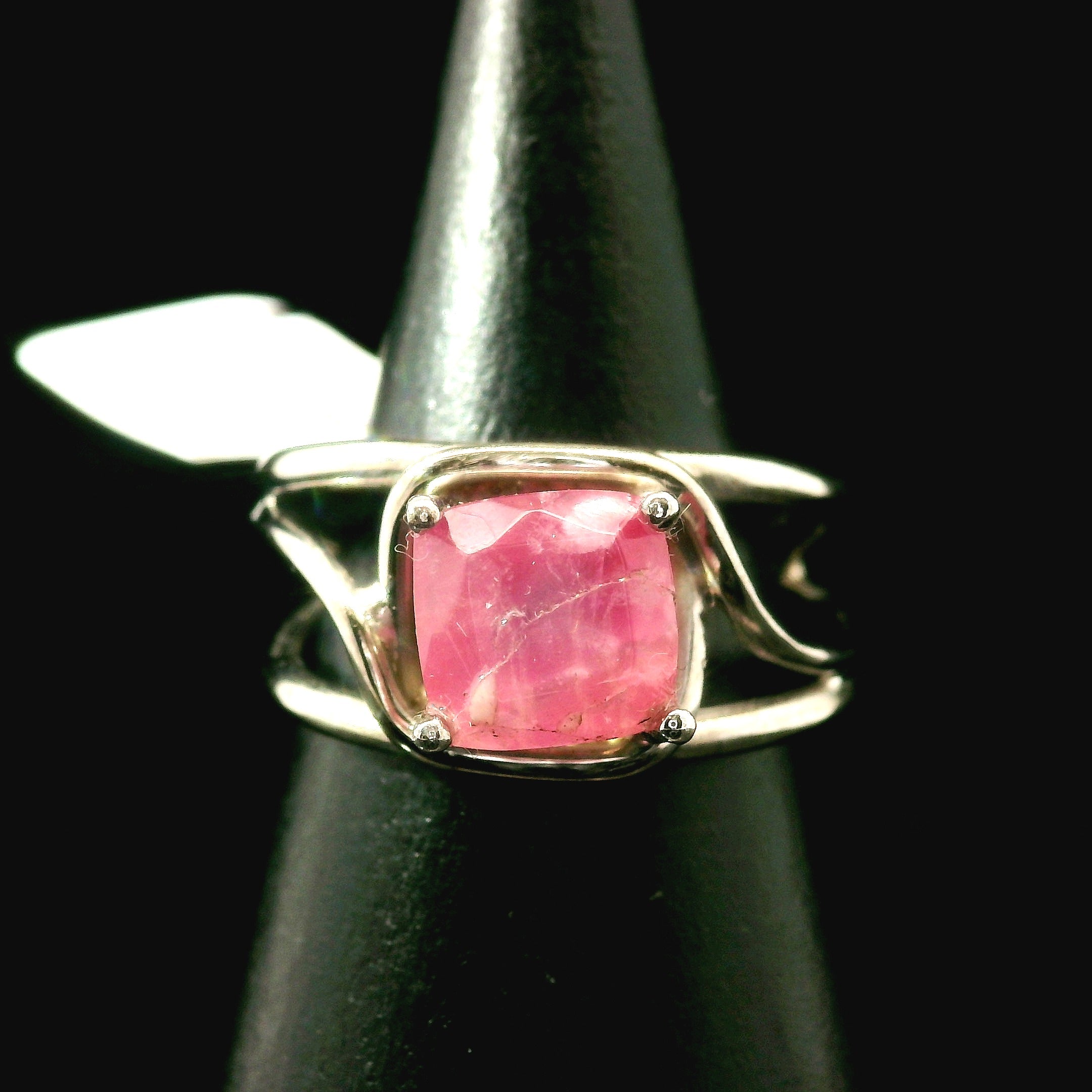 Faceted Cobalto Calcite Cuff Ring .925 Silver for Compassion, Emotional Healing, Harmony and Forgiveness