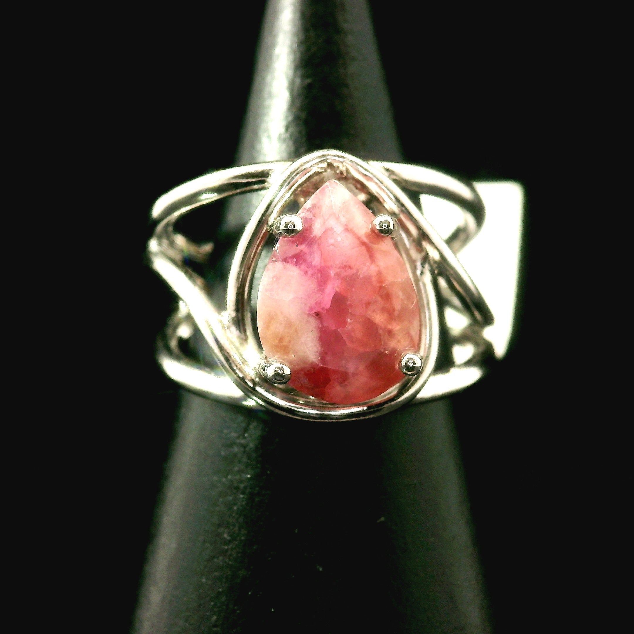 Faceted Cobalto Calcite Cuff Ring .925 Silver for Compassion, Emotional Healing, Harmony and Forgiveness