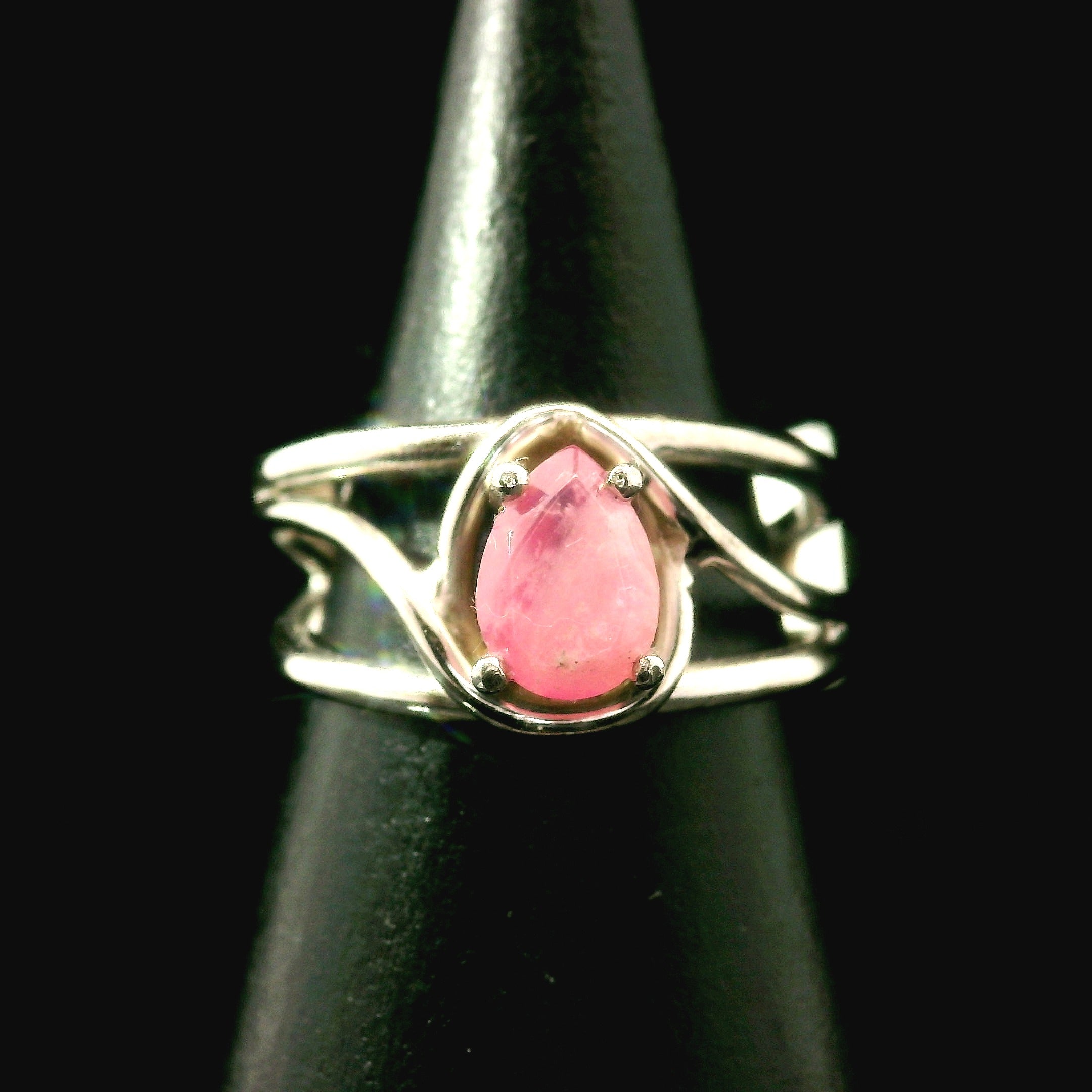 Faceted Cobalto Calcite Cuff Ring .925 Silver for Compassion, Emotional Healing, Harmony and Forgiveness