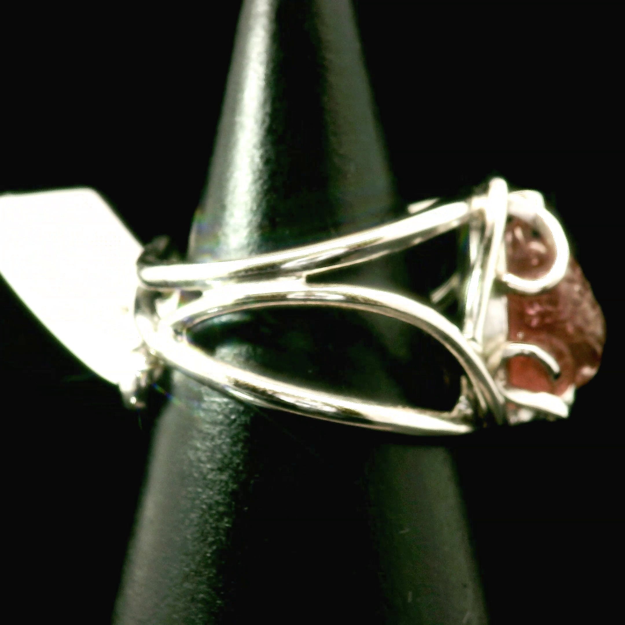 Pink Tourmaline Money Toad Cuff Ring .925 Silver for Joy, Kindness and Love