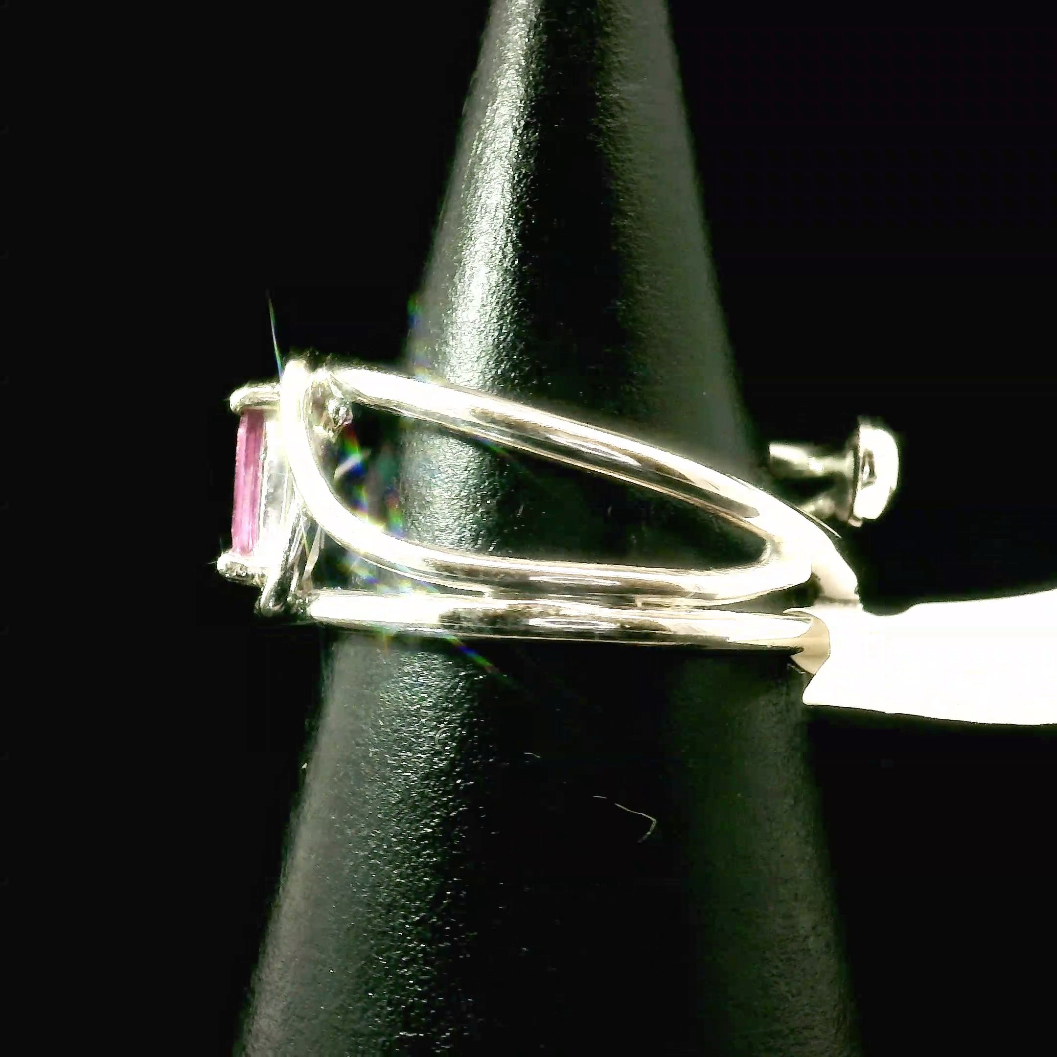 Pink Tourmaline Midi Cuff Ring .925 Silver for Joy, Kindness and Love
