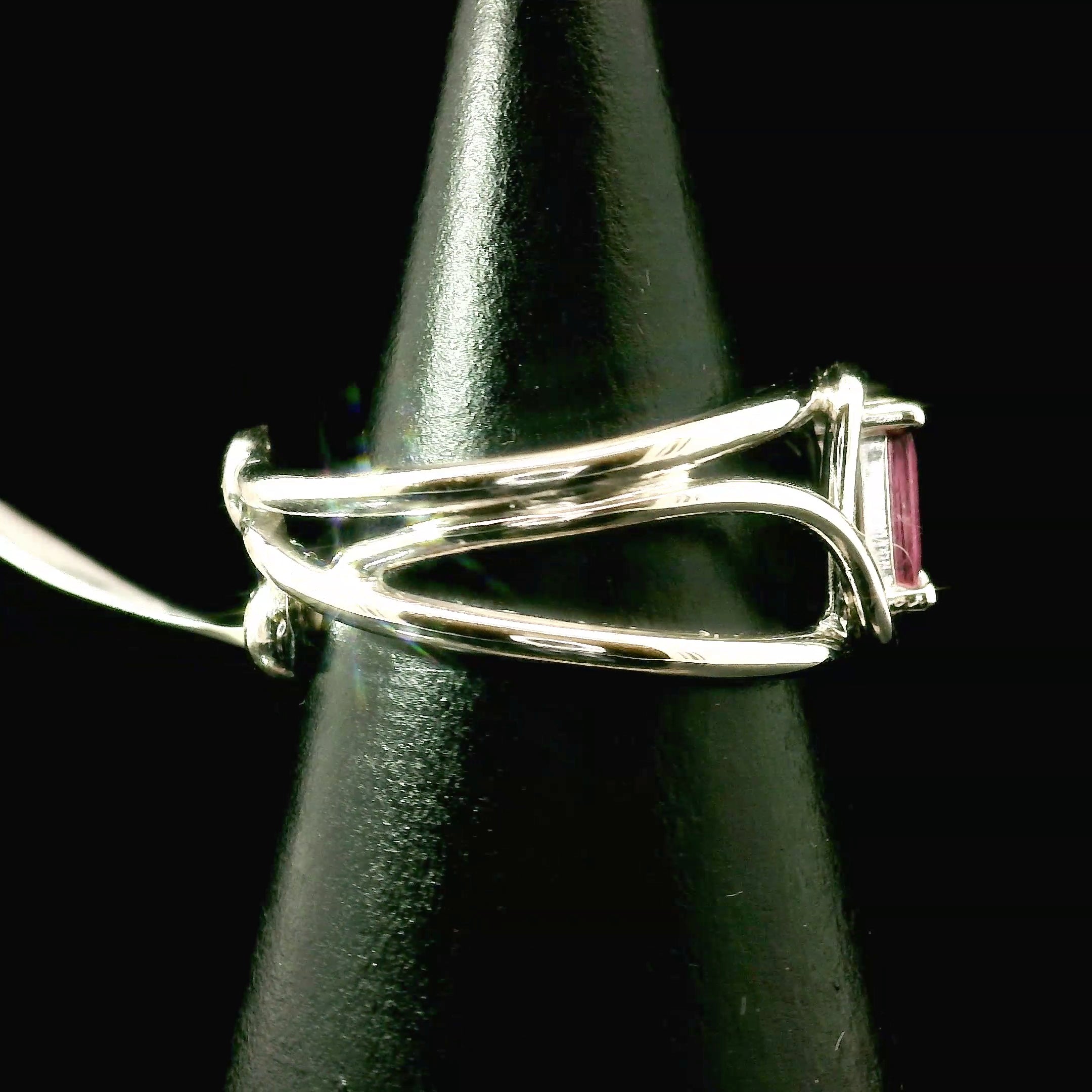 Pink Tourmaline Midi Cuff Ring .925 Silver for Joy, Kindness and Love