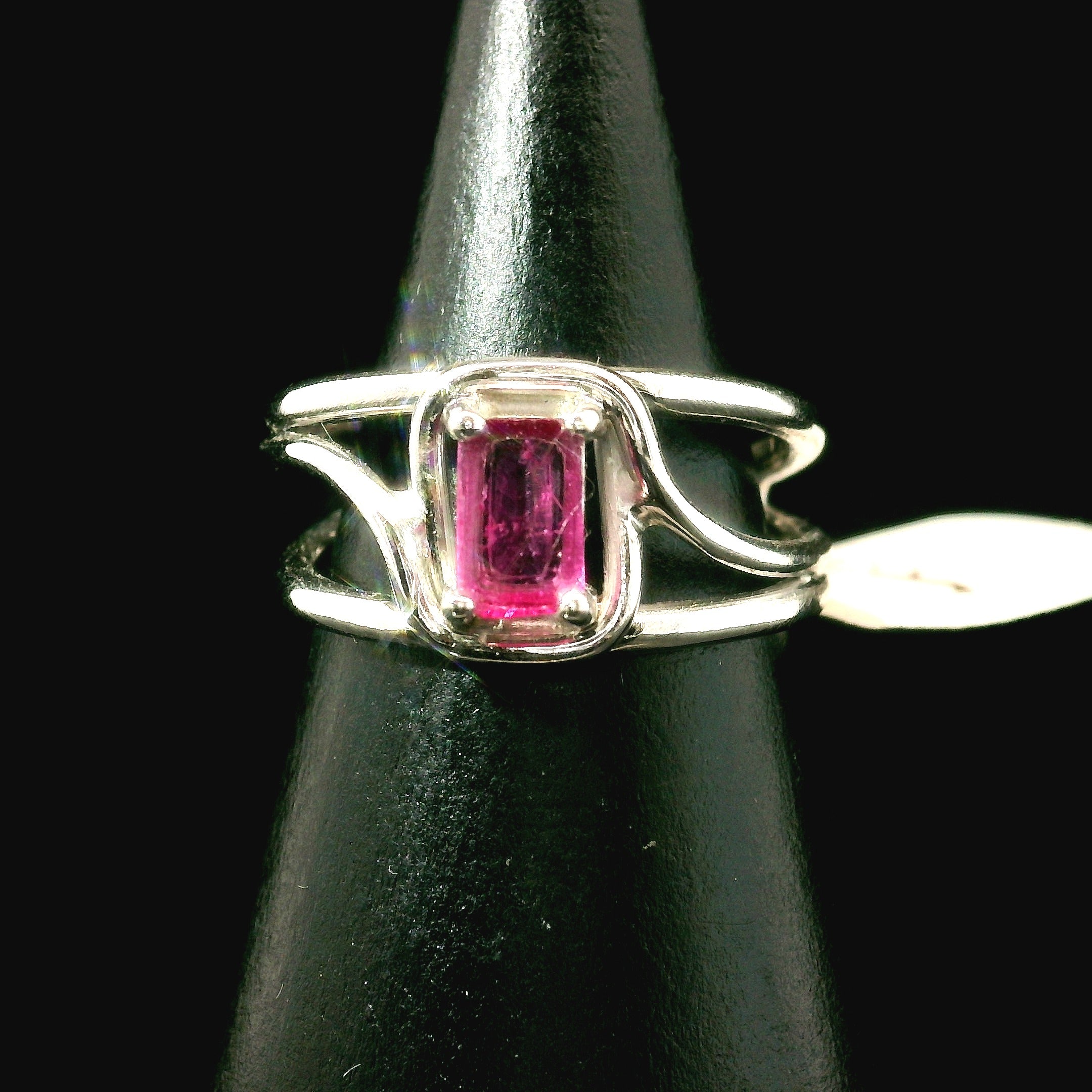 Pink Tourmaline Midi Cuff Ring .925 Silver for Joy, Kindness and Love