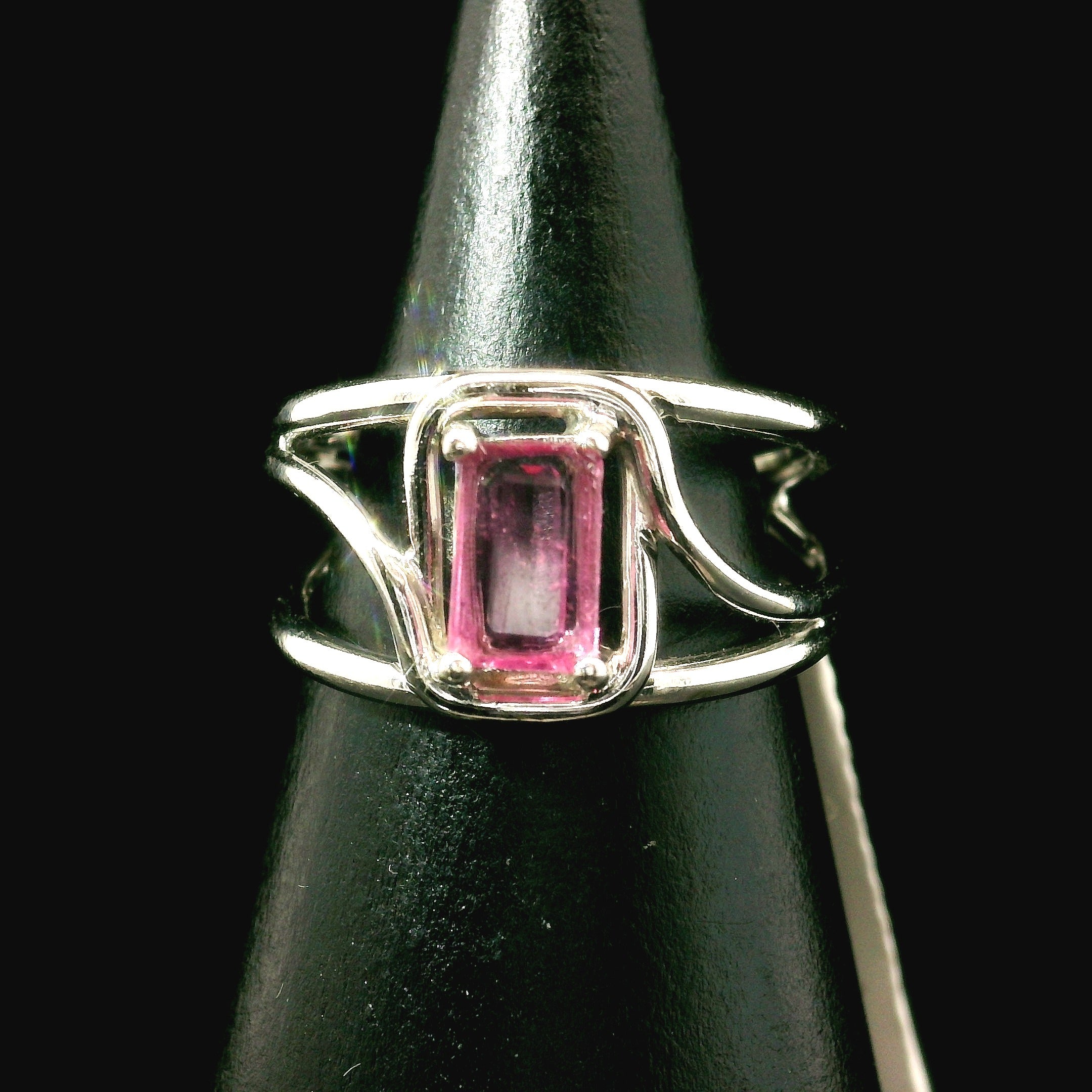 Pink Tourmaline Midi Cuff Ring .925 Silver for Joy, Kindness and Love