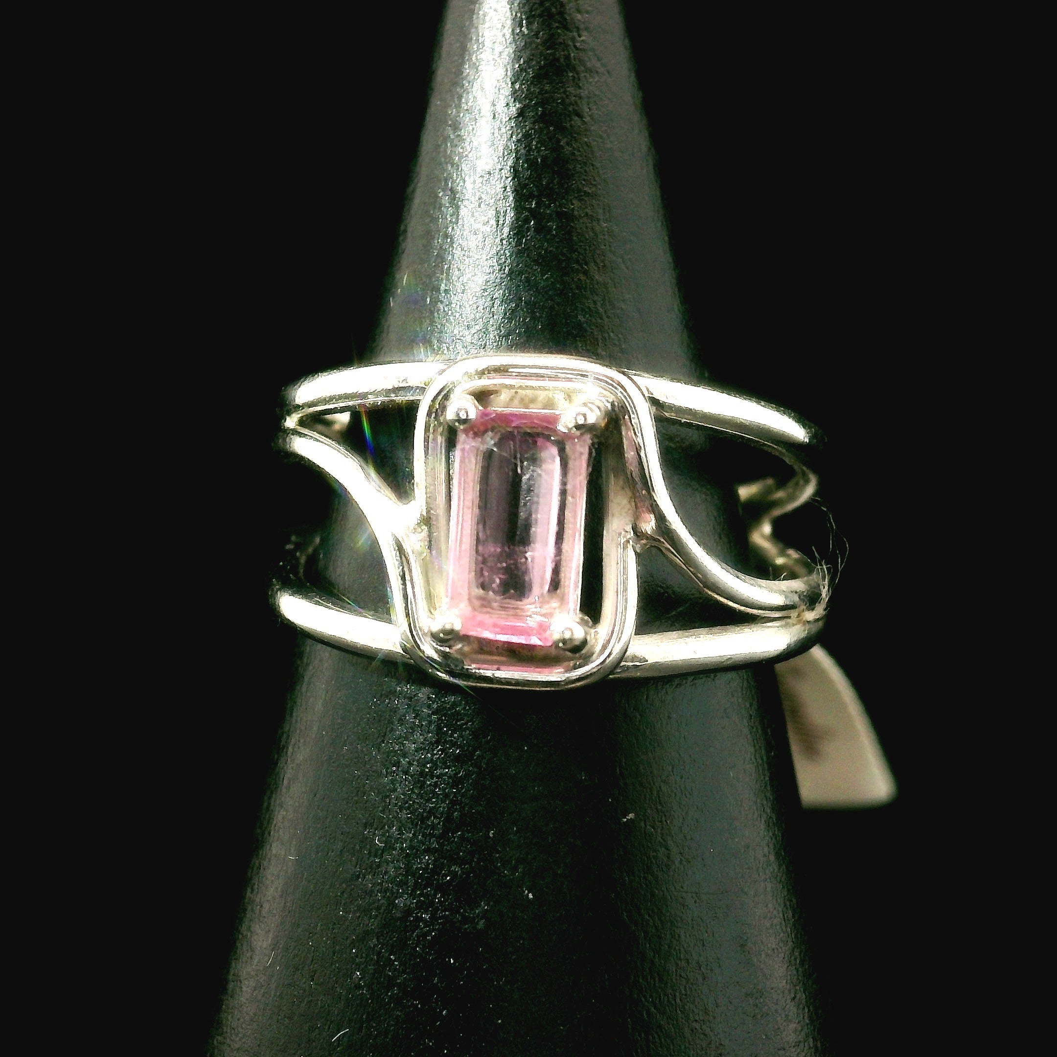 Pink Tourmaline Midi Cuff Ring .925 Silver for Joy, Kindness and Love
