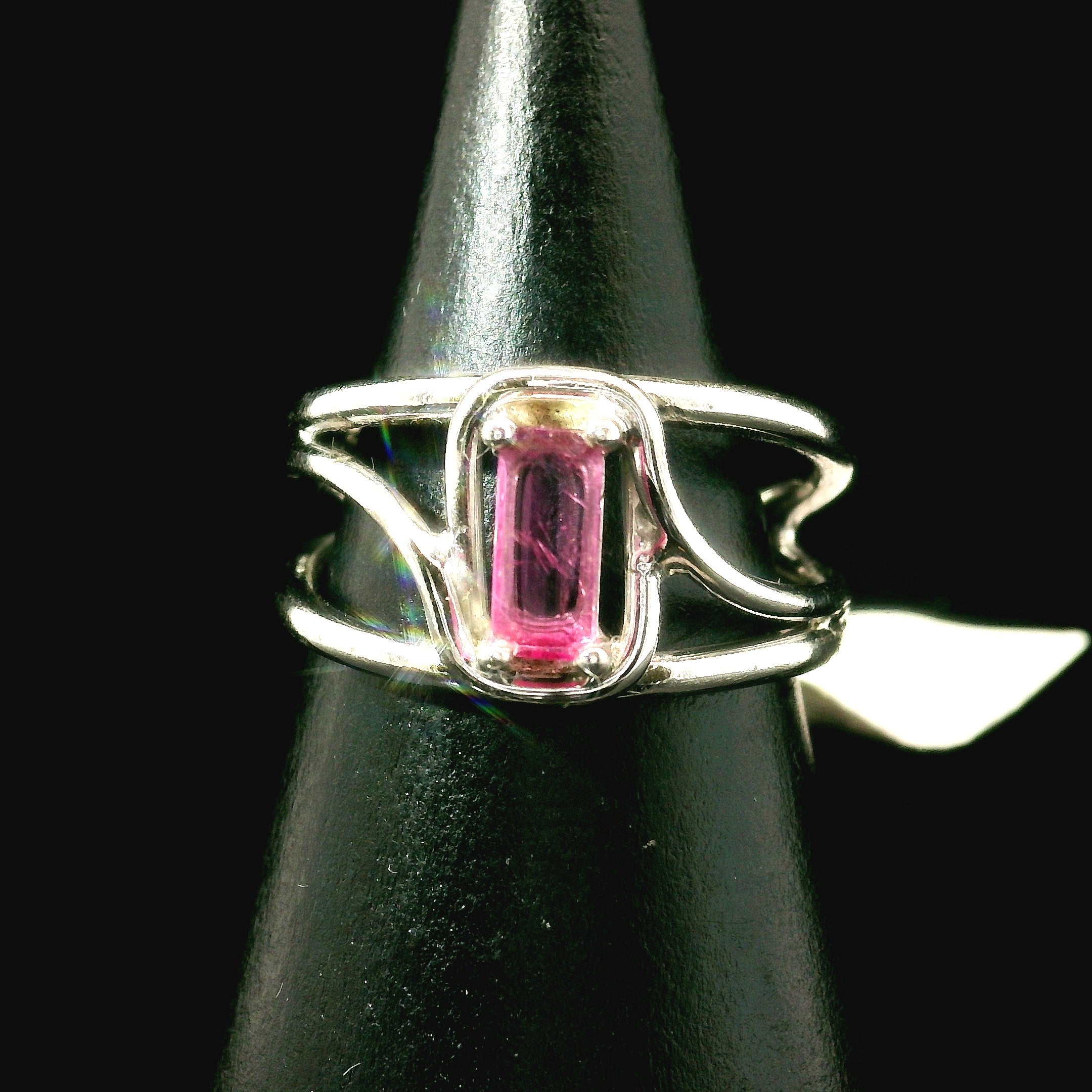 Pink Tourmaline Midi Cuff Ring .925 Silver for Joy, Kindness and Love