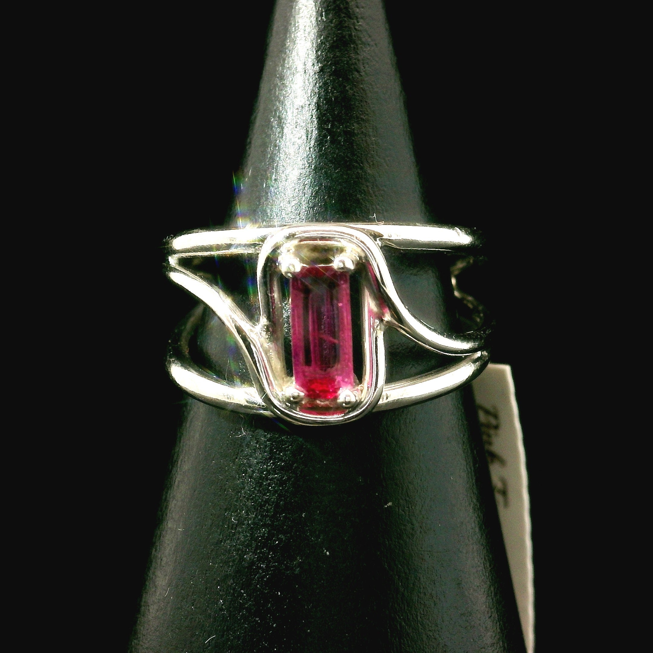 Pink Tourmaline Midi Cuff Ring .925 Silver for Joy, Kindness and Love