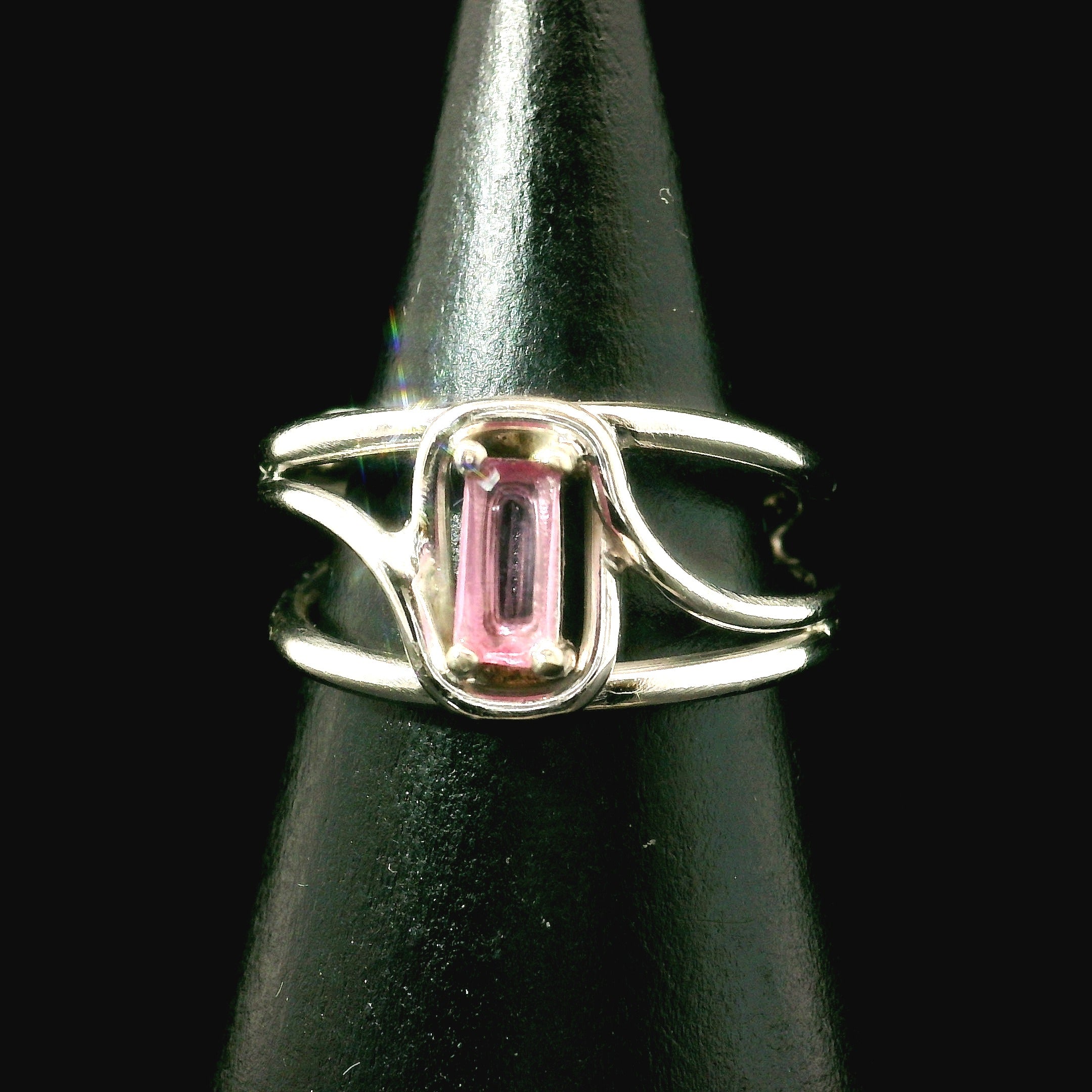Pink Tourmaline Midi Cuff Ring .925 Silver for Joy, Kindness and Love