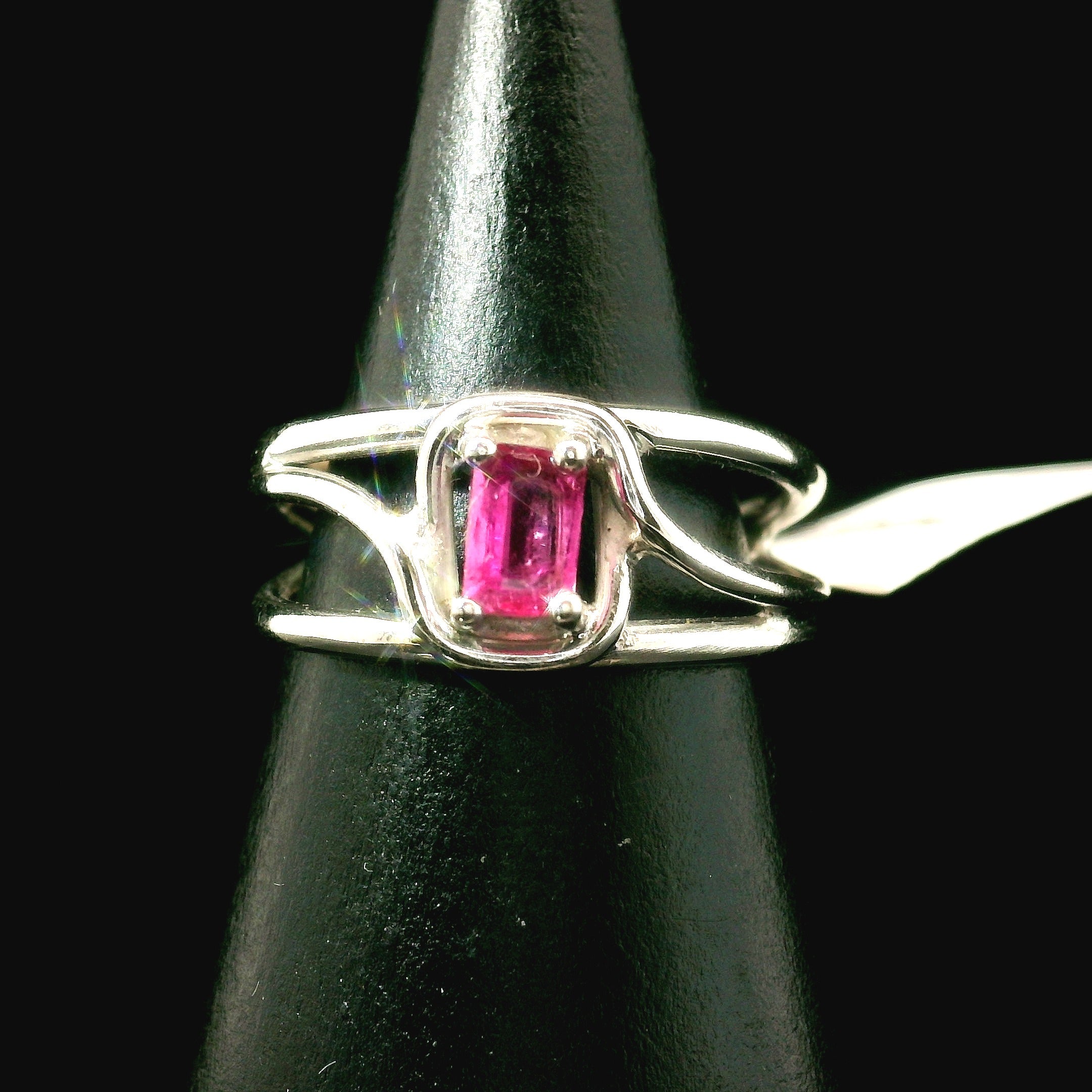 Pink Tourmaline Midi Cuff Ring .925 Silver for Joy, Kindness and Love