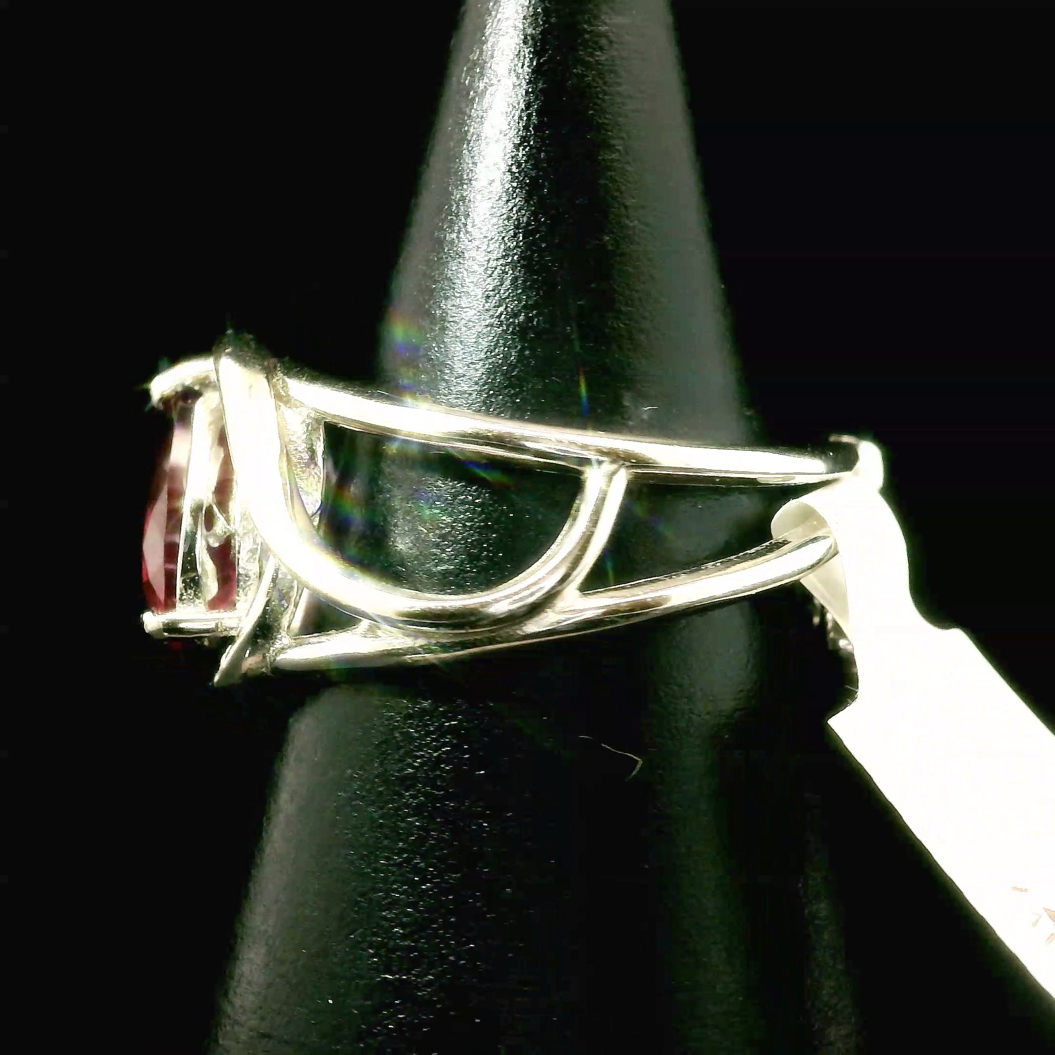 Pink Tourmaline Cuff Ring .925 Silver for Joy, Kindness and Love